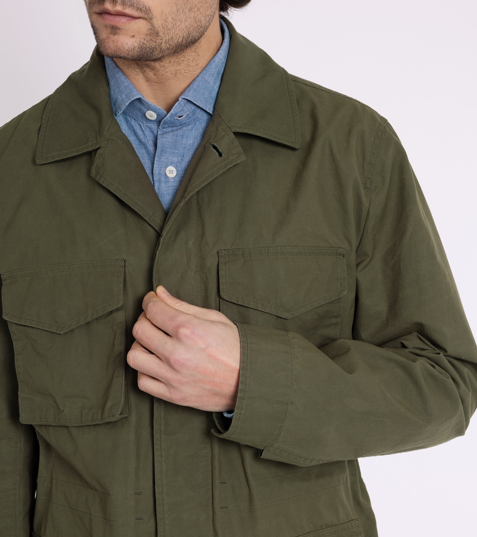 Trunk Blandford Waxed Cotton Field Jacket: Olive