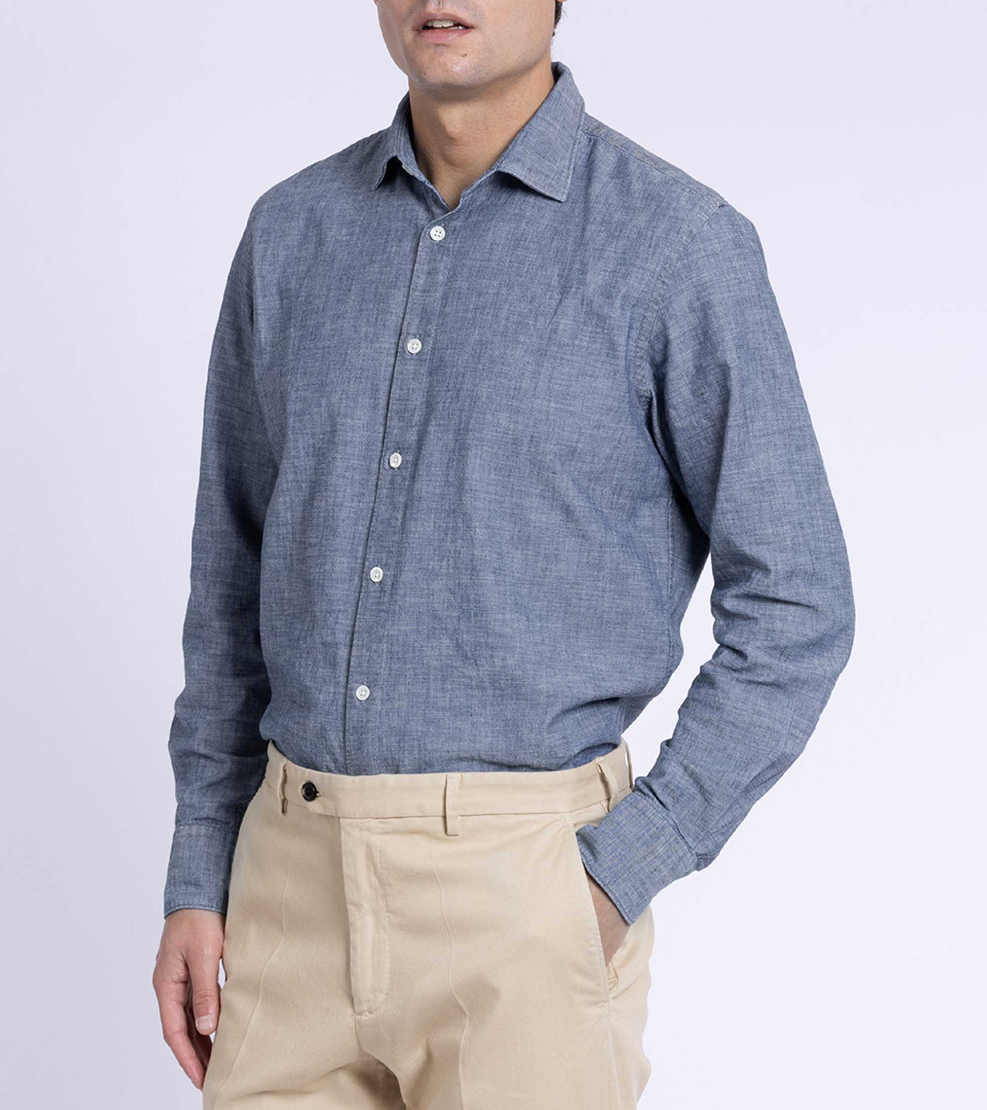 Trunk Austin Japanese Chambray Shirt: Dark Blue