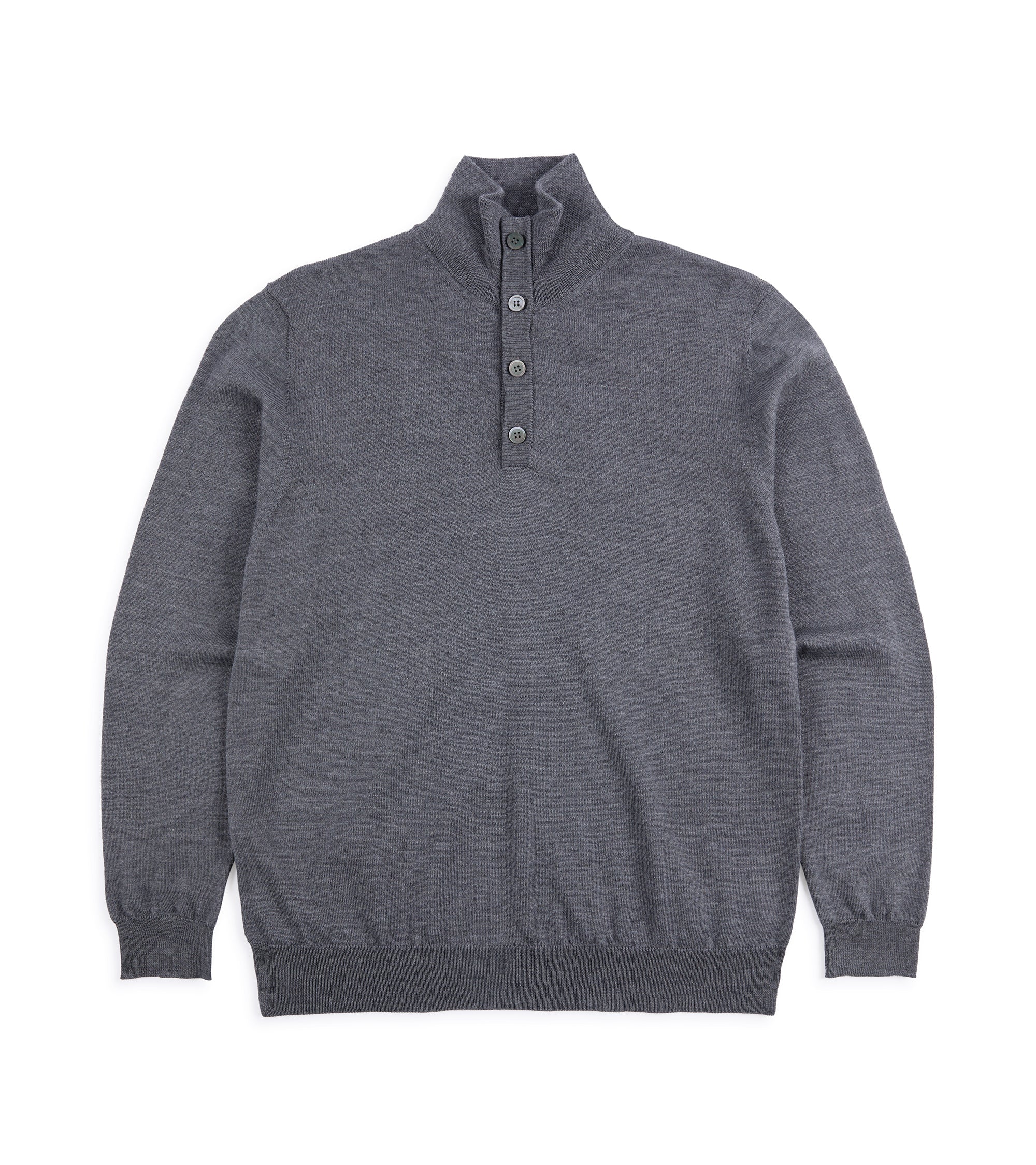 Trunk Bennet Merino Button Neck Sweater: Grey