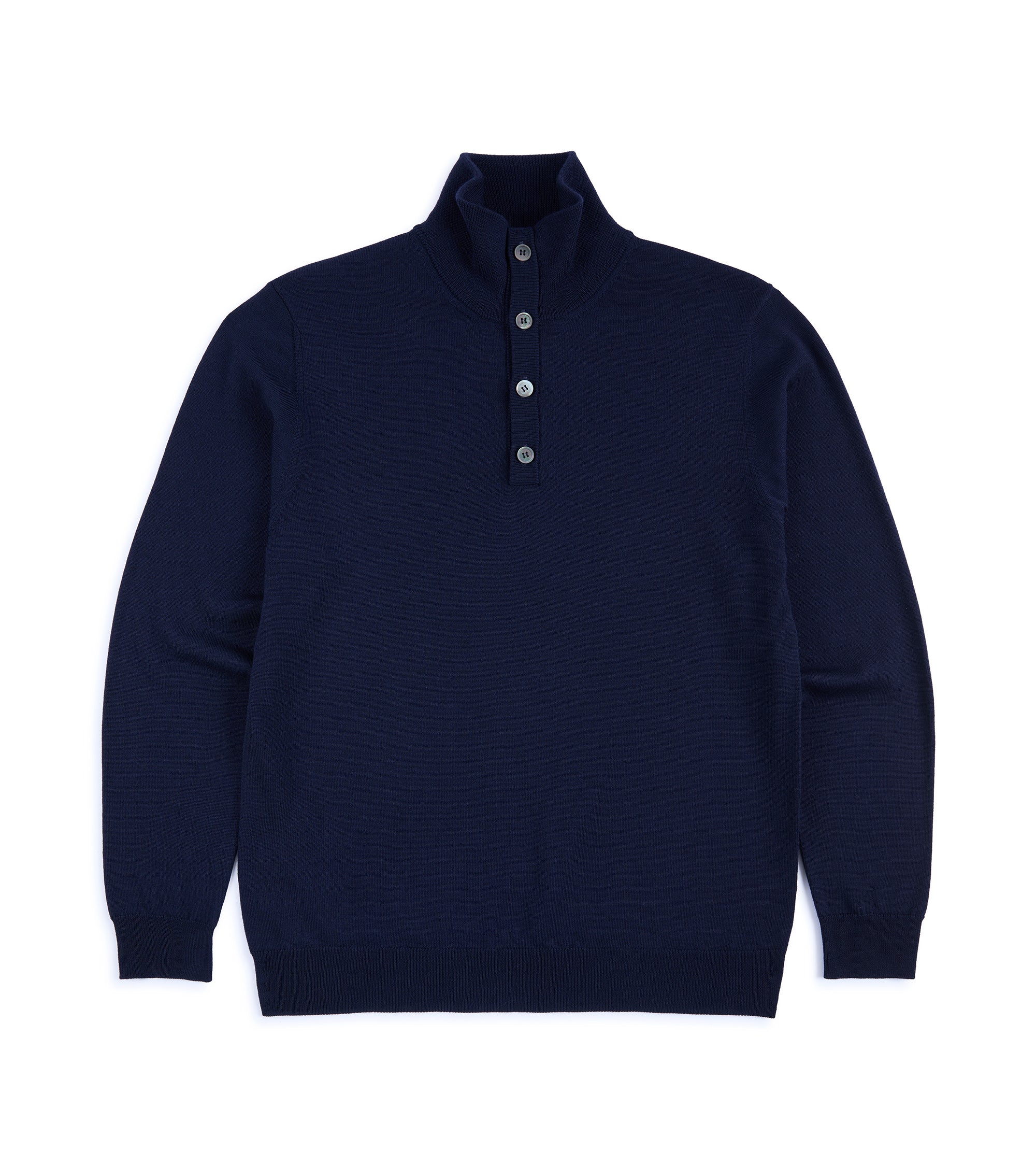 Trunk Bennet Merino Button Neck Sweater: Navy