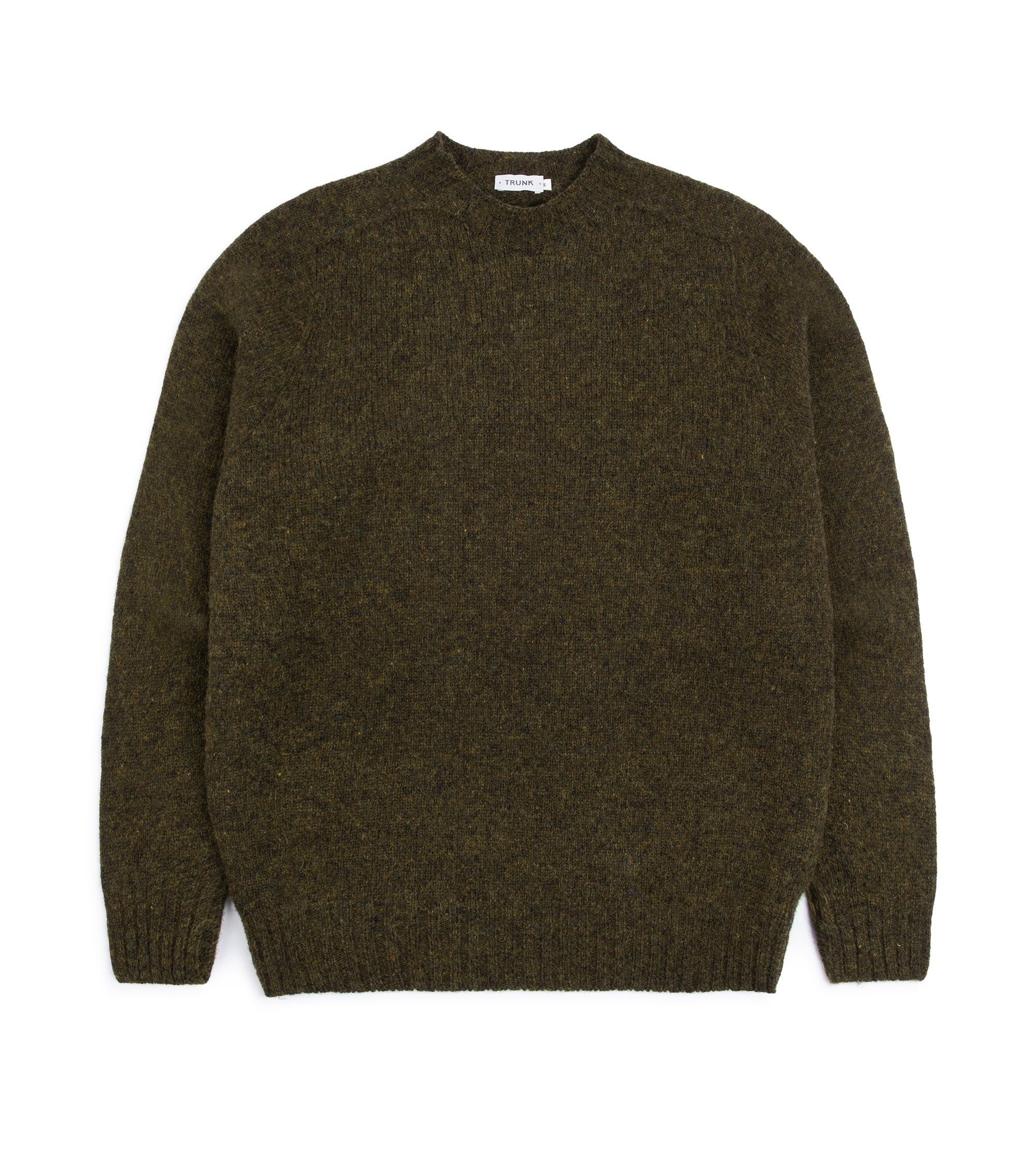 Trunk Berwick Brushed Shetland Crew Sweater: Dark Olive