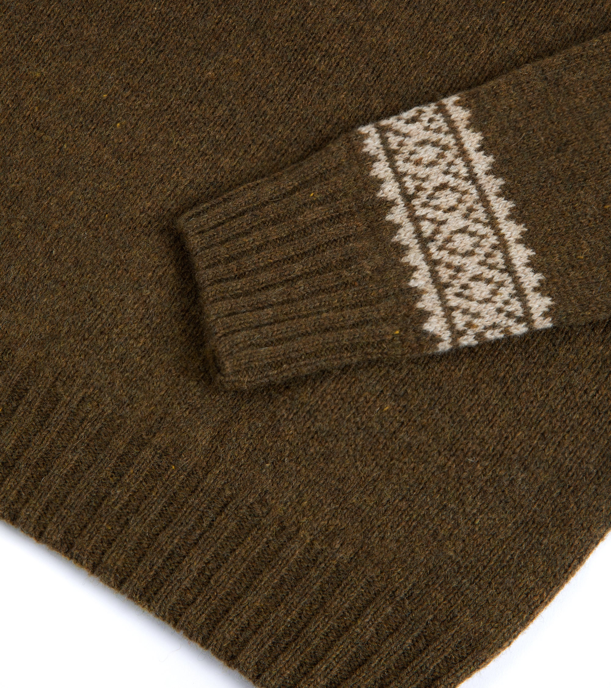 Trunk Elm Fairisle Crew Neck Sweater: Olive