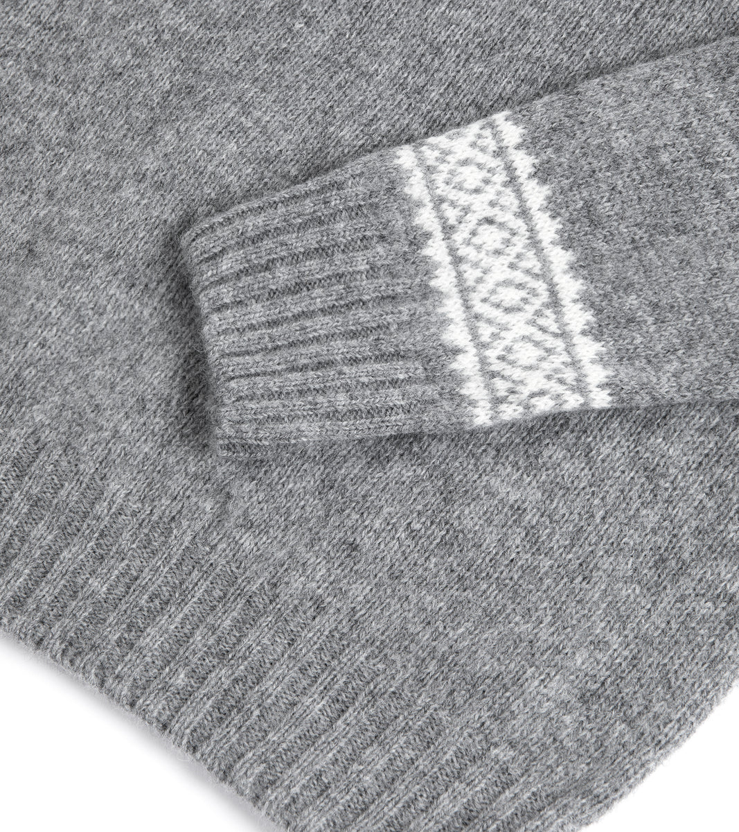 Trunk Elm Fairisle Crew Neck Sweater: Grey – Trunk Clothiers