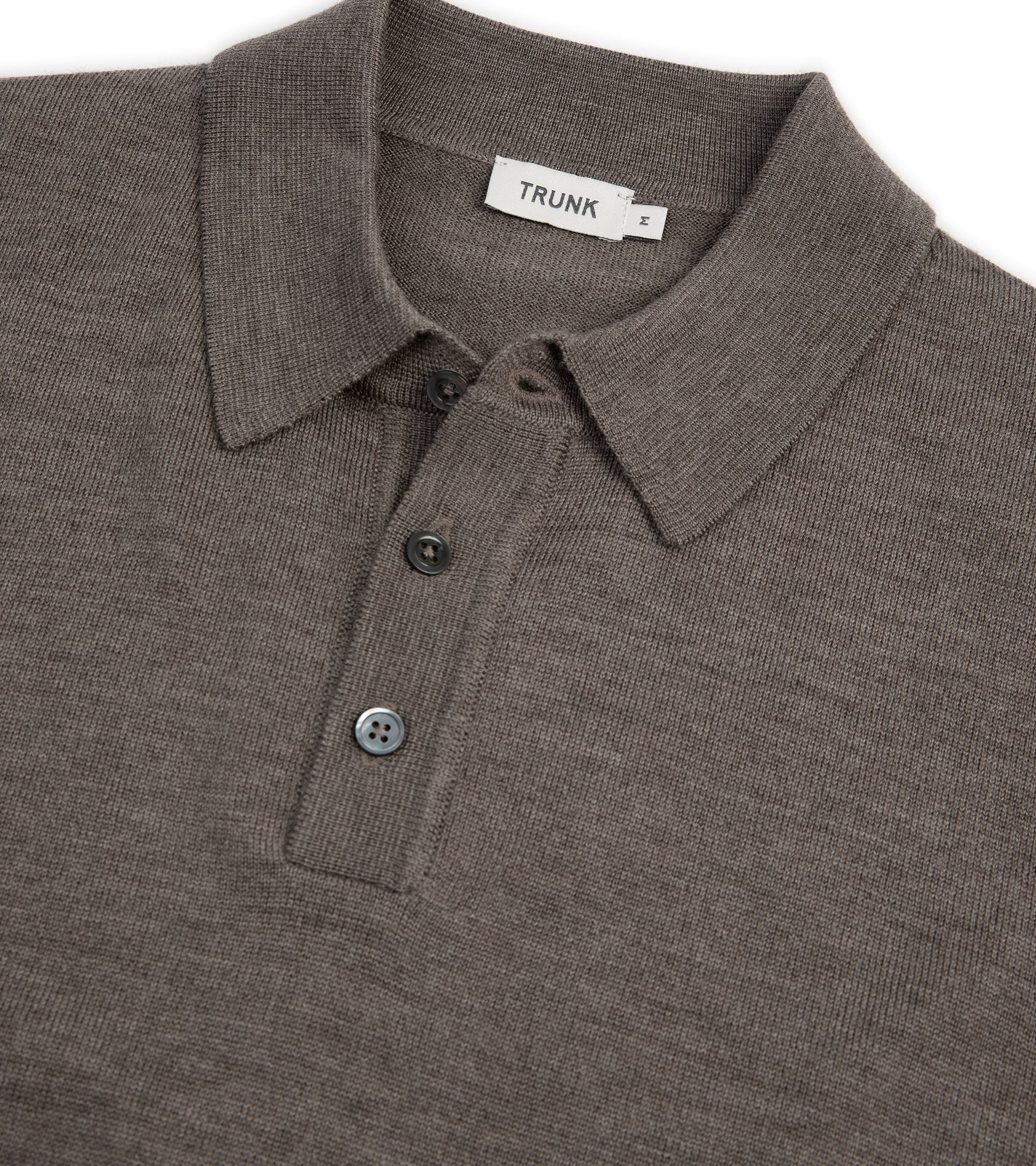 Trunk Enford Merino Knit Long Sleeve Polo Shirt: Mink