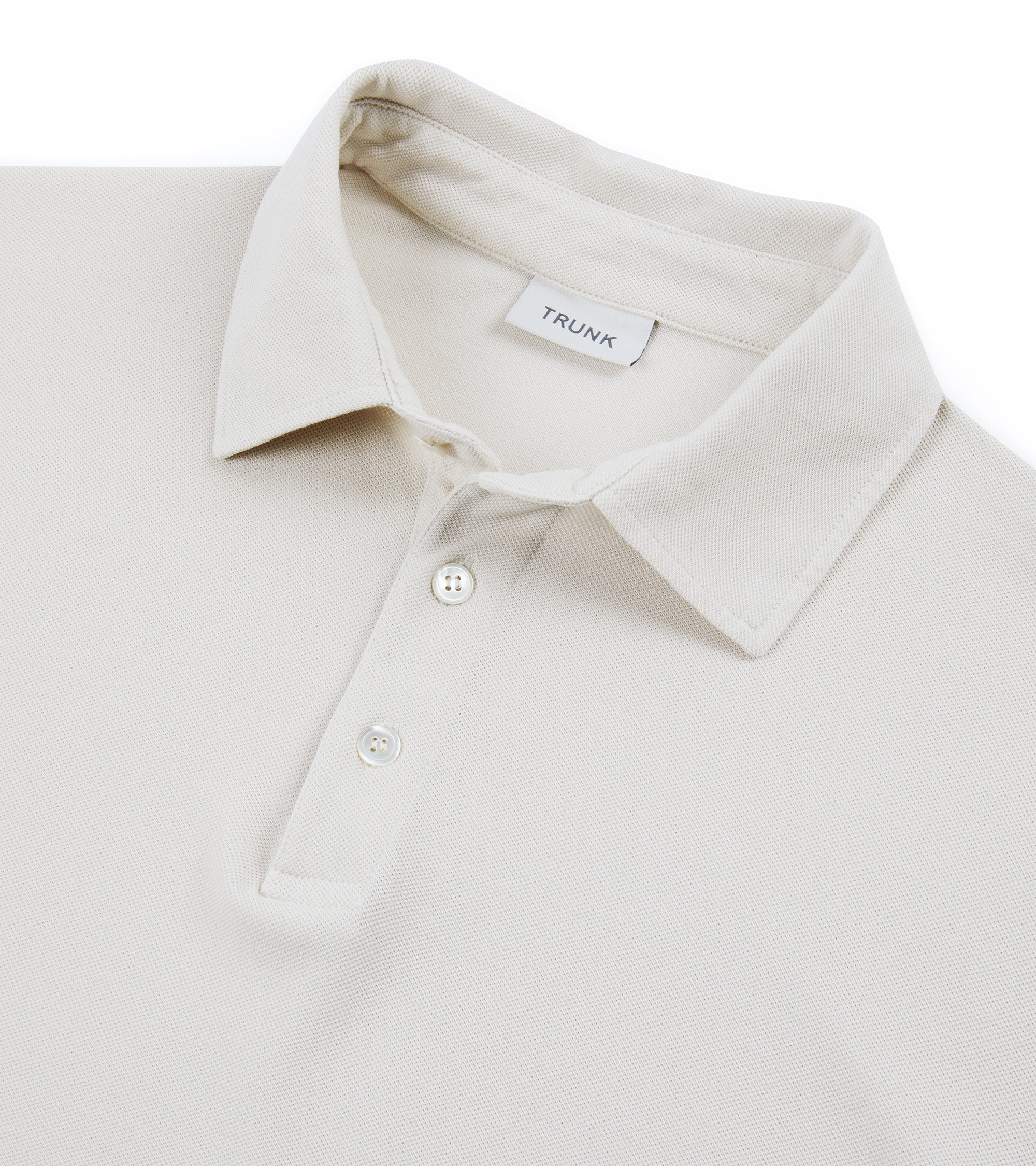 Trunk Moxon Long Sleeve Polo Shirt: Cream