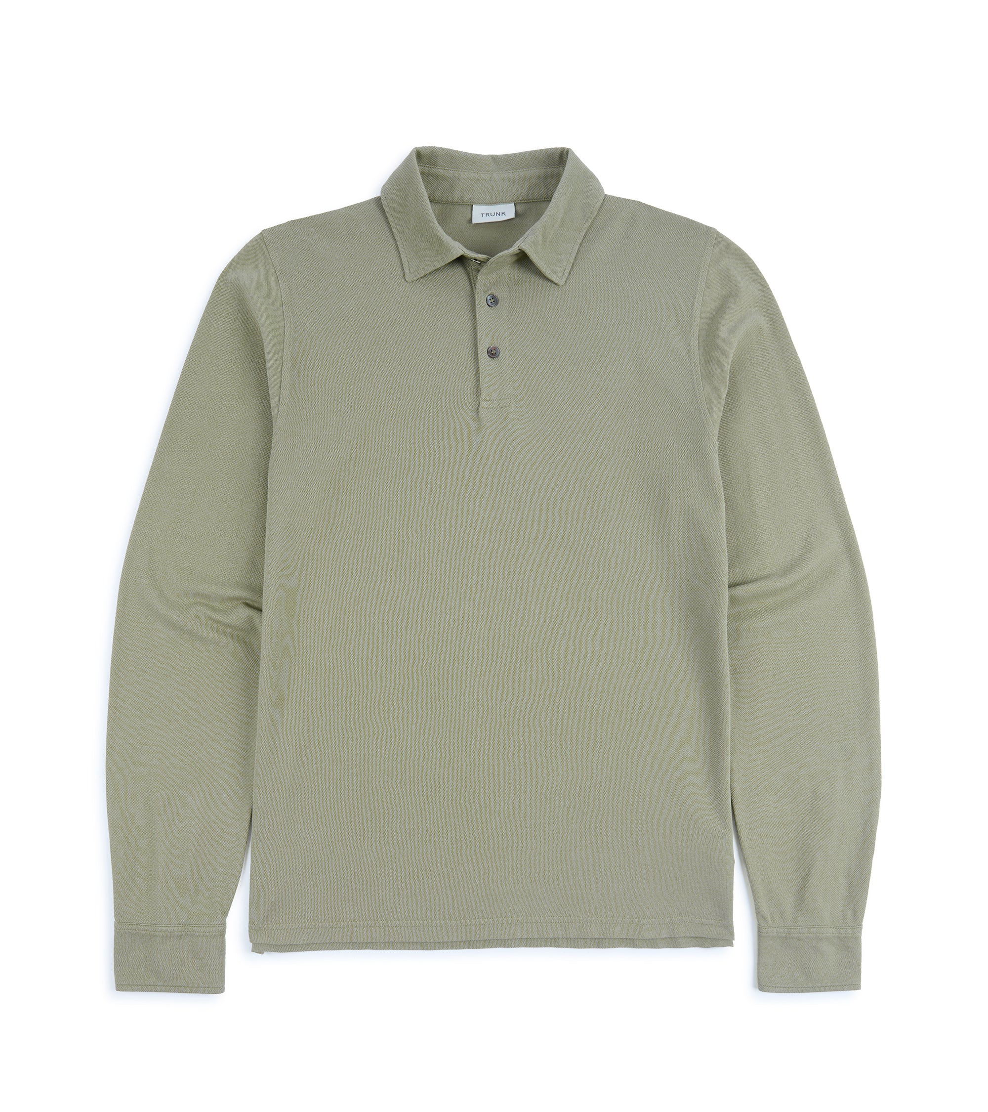 Trunk Moxon Long Sleeve Polo Shirt: Green Tea