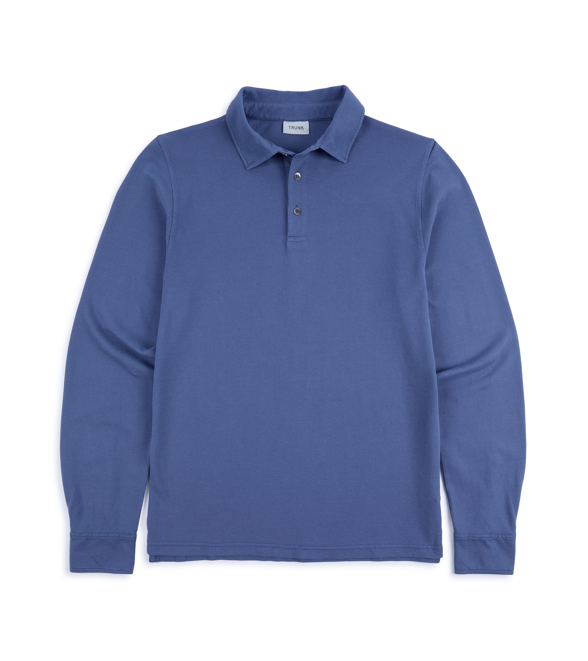 Trunk Moxon Long Sleeve Polo Shirt: Mid Blue