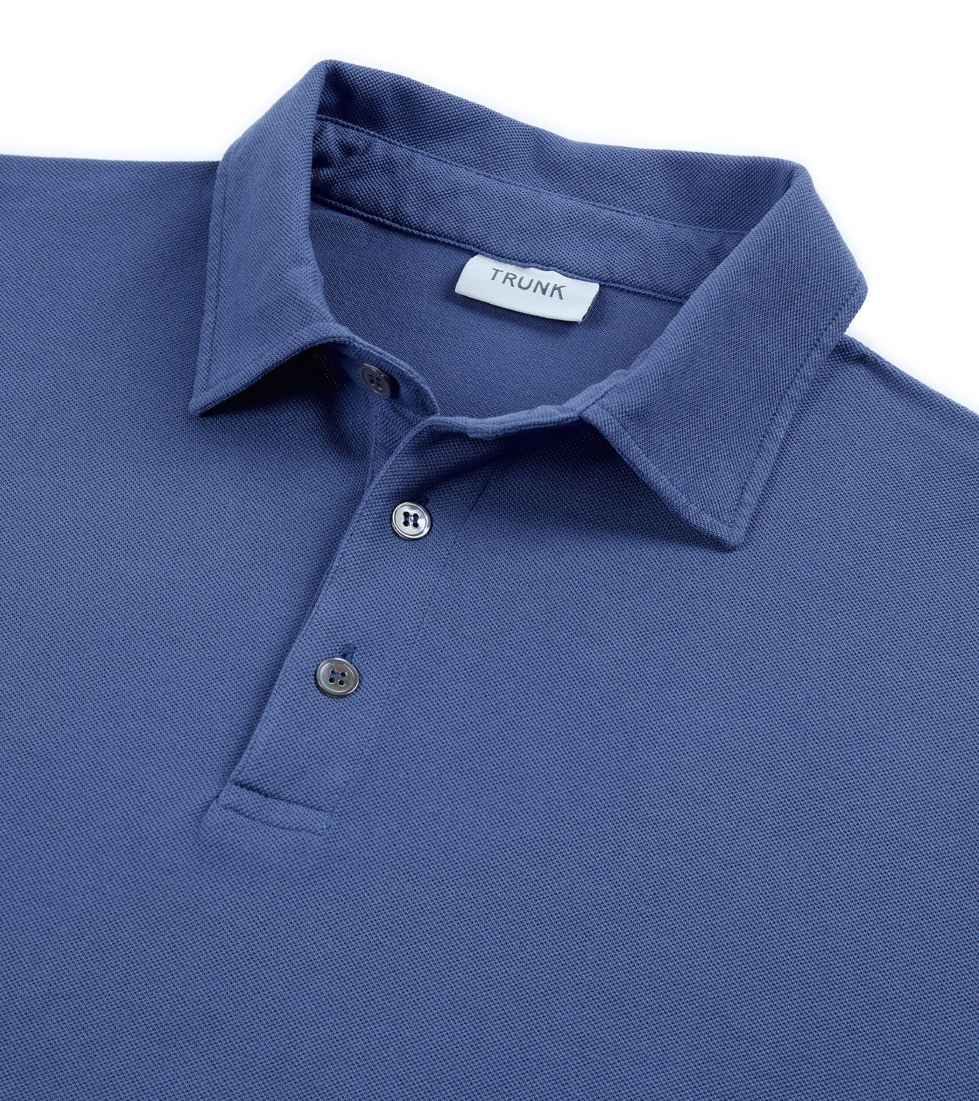 Trunk Moxon Long Sleeve Polo Shirt: Mid Blue