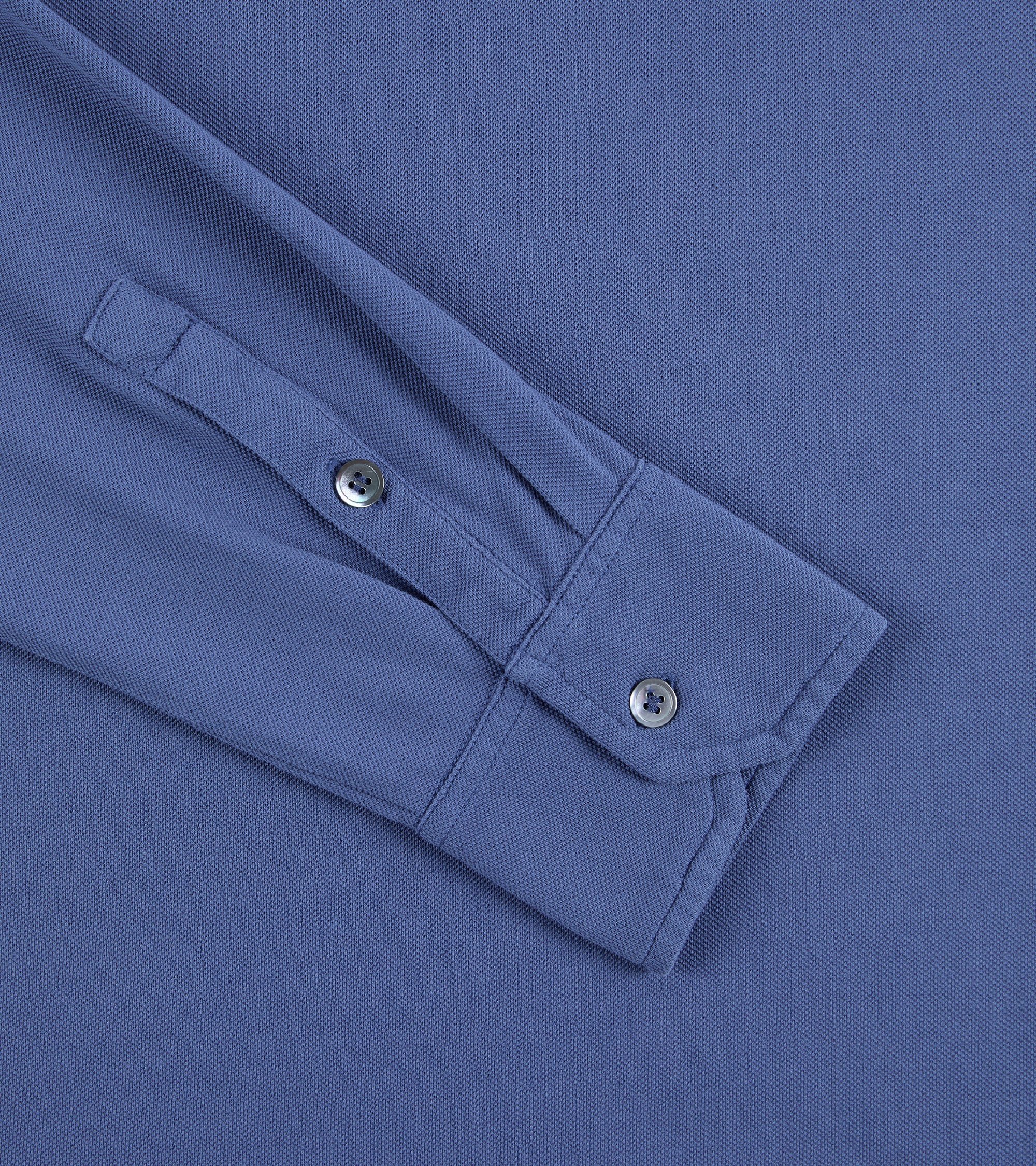 Trunk Moxon Long Sleeve Polo Shirt: Mid Blue