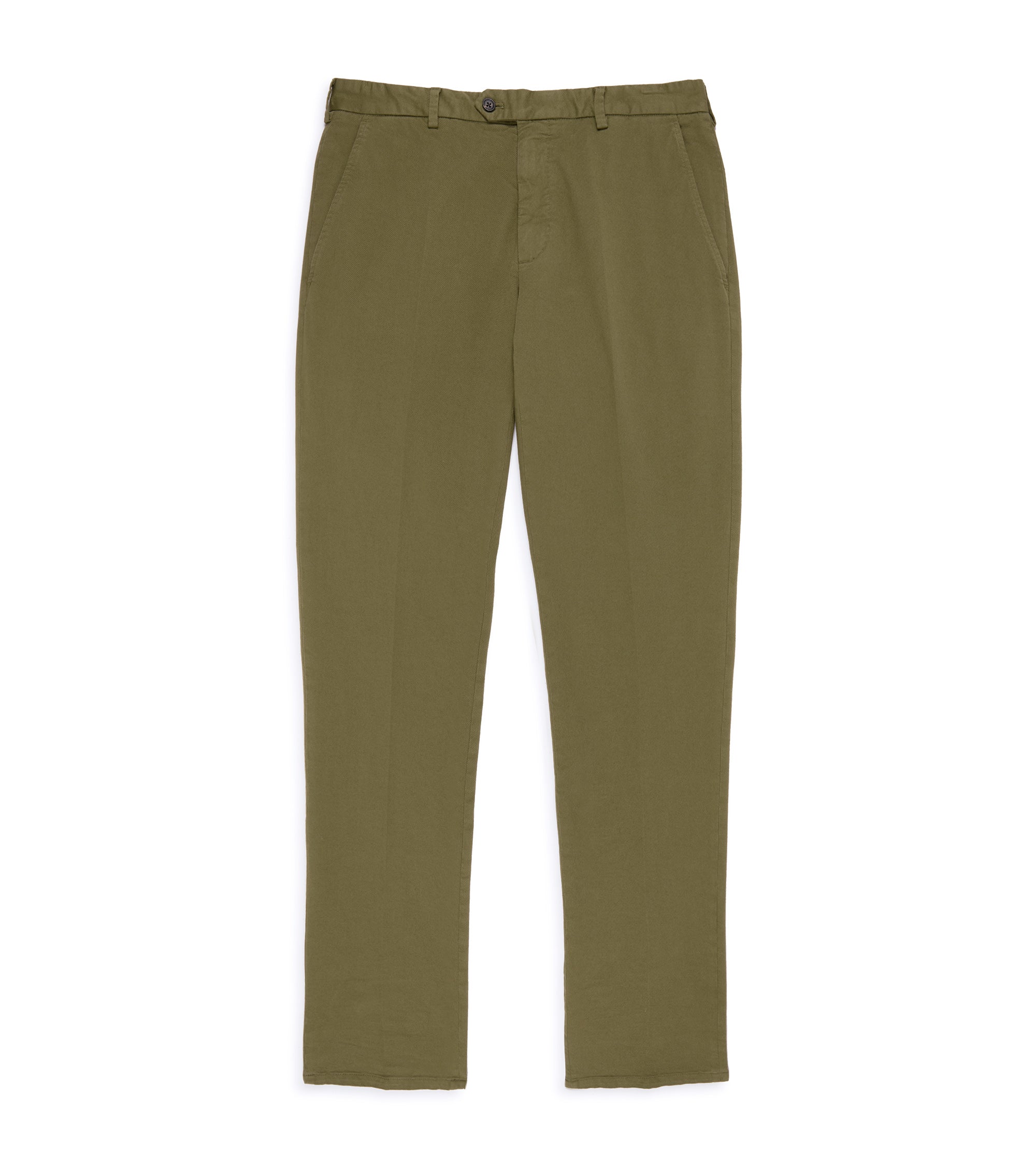 Trunk Welbeck Flat Front Cotton Trousers: Moss Green