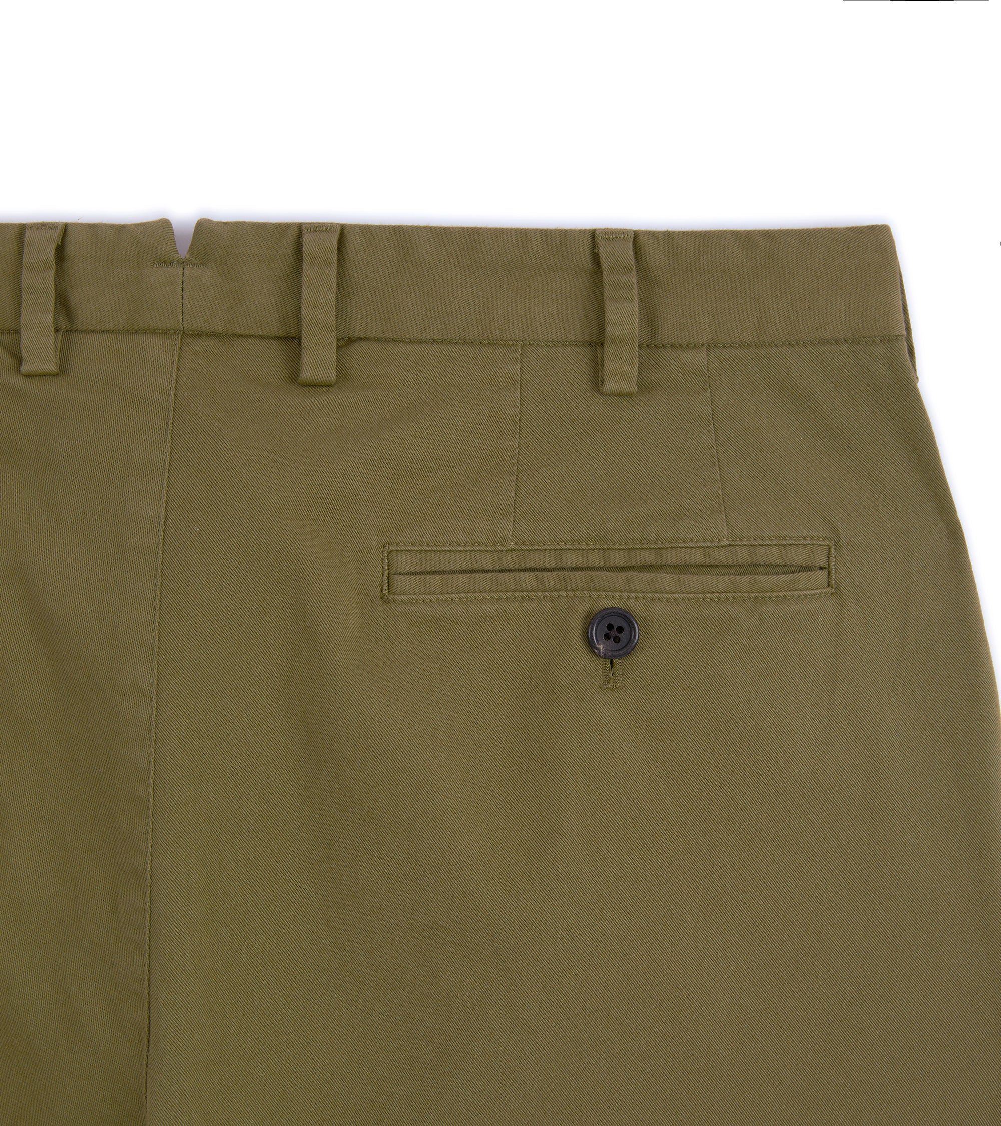 Trunk Welbeck Flat Front Cotton Trousers: Moss Green