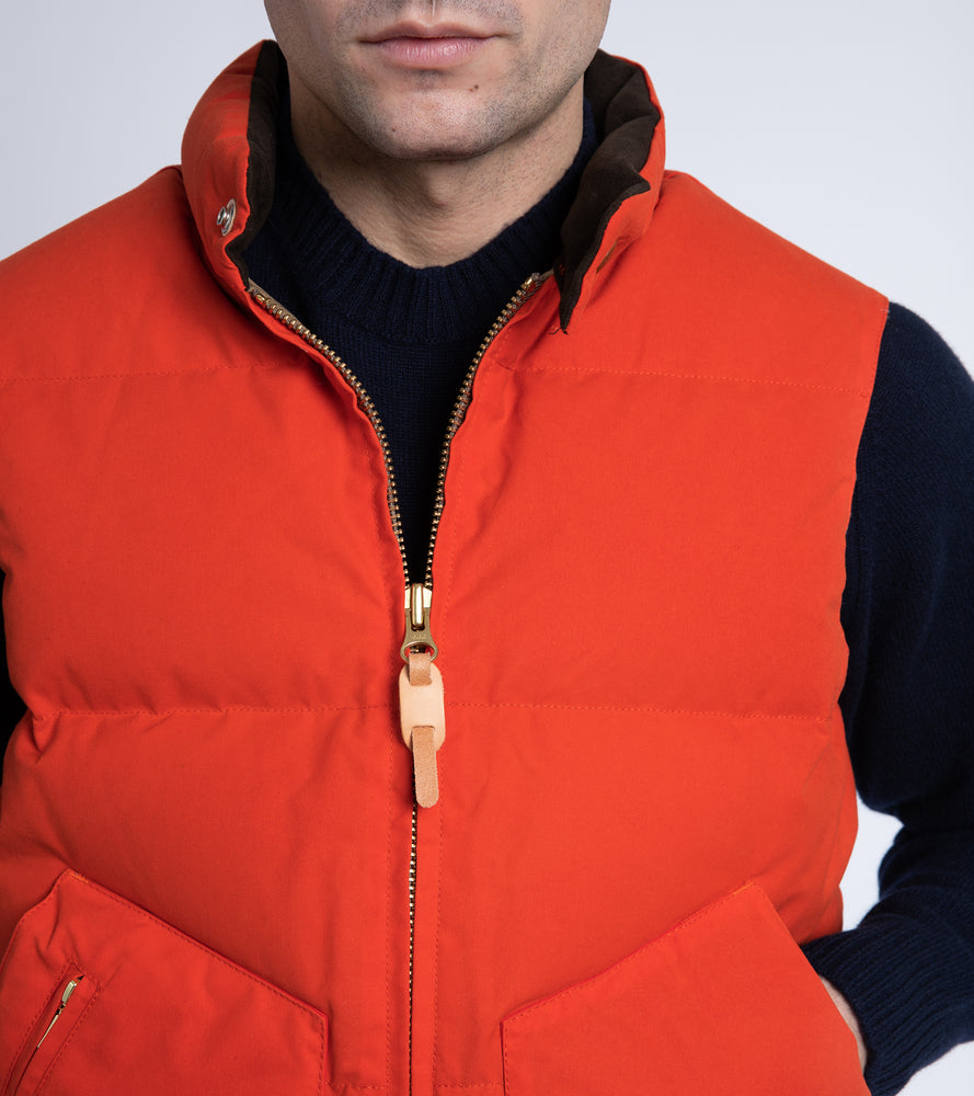 Manifattura Ceccarelli Waxed Goose Down Vest: Orange – Trunk Clothiers