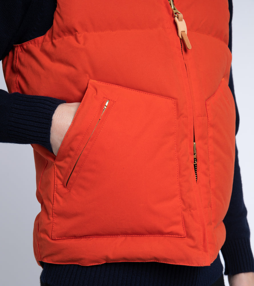 Manifattura Ceccarelli Waxed Goose Down Vest: Orange – Trunk Clothiers