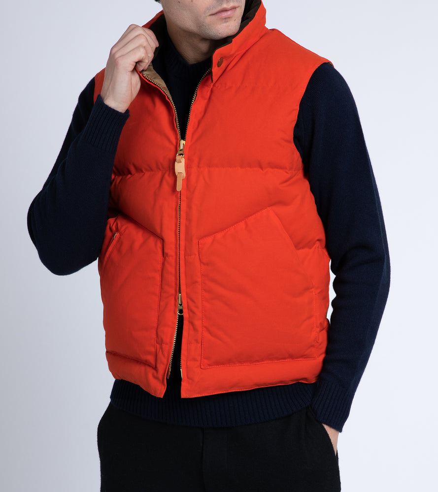 Manifattura Ceccarelli Waxed Goose Down Vest: Orange – Trunk Clothiers