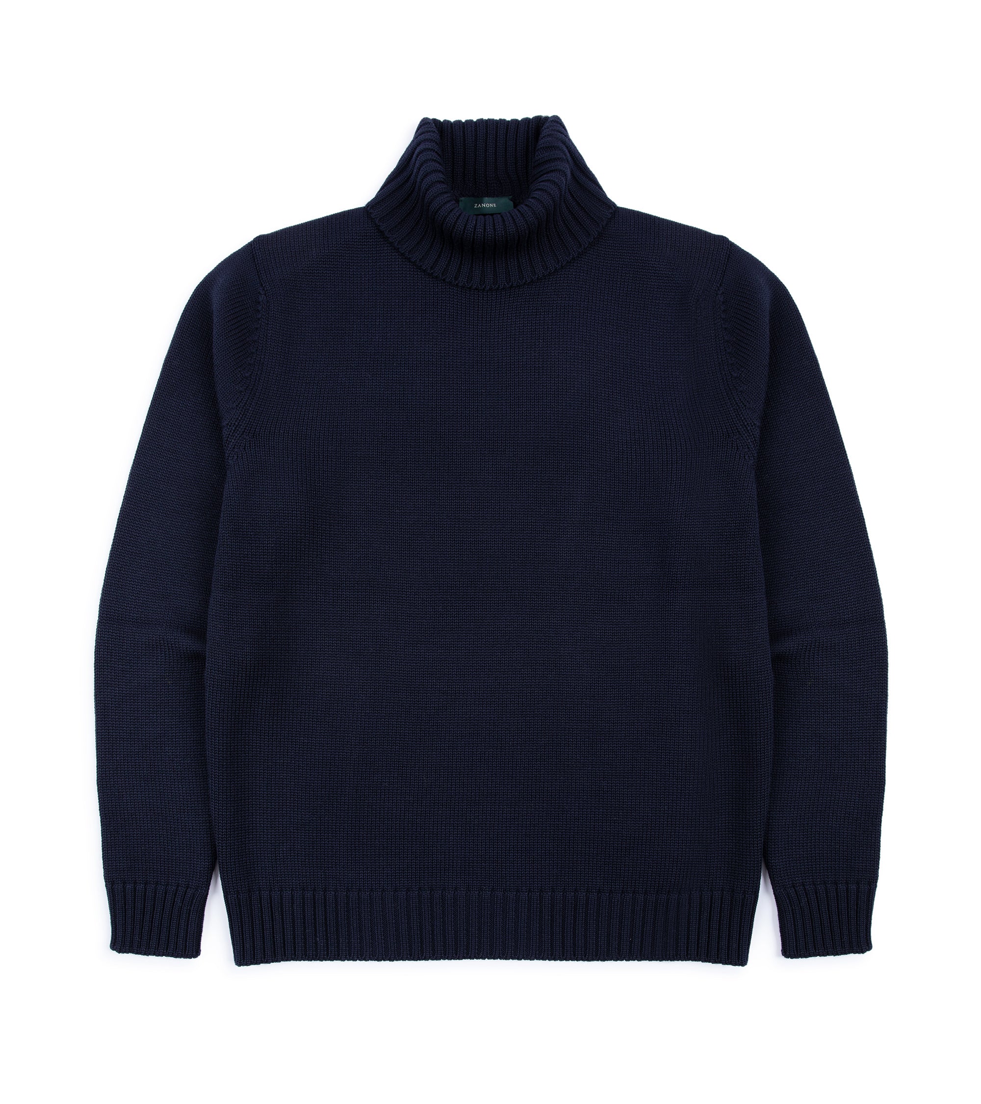 Zanone 5 Gauge Merino Roll Neck Sweater: Navy