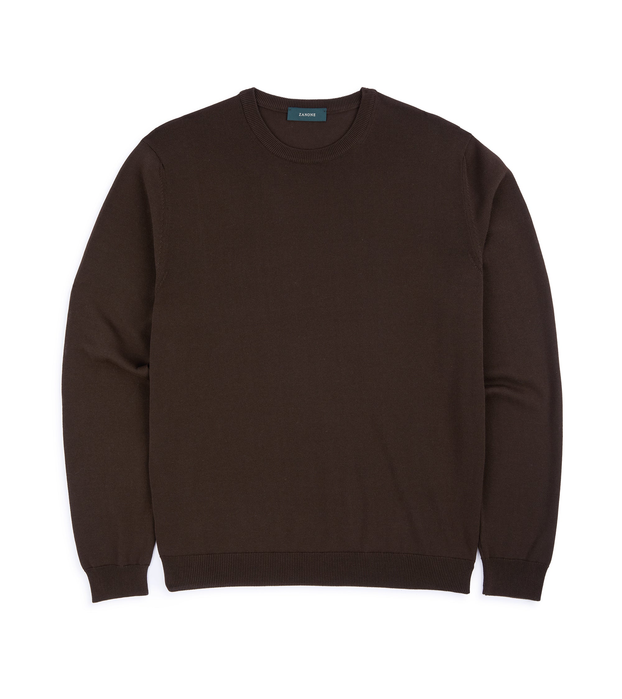 Zanone Cotton Crepe Crew Neck Sweater: Brown