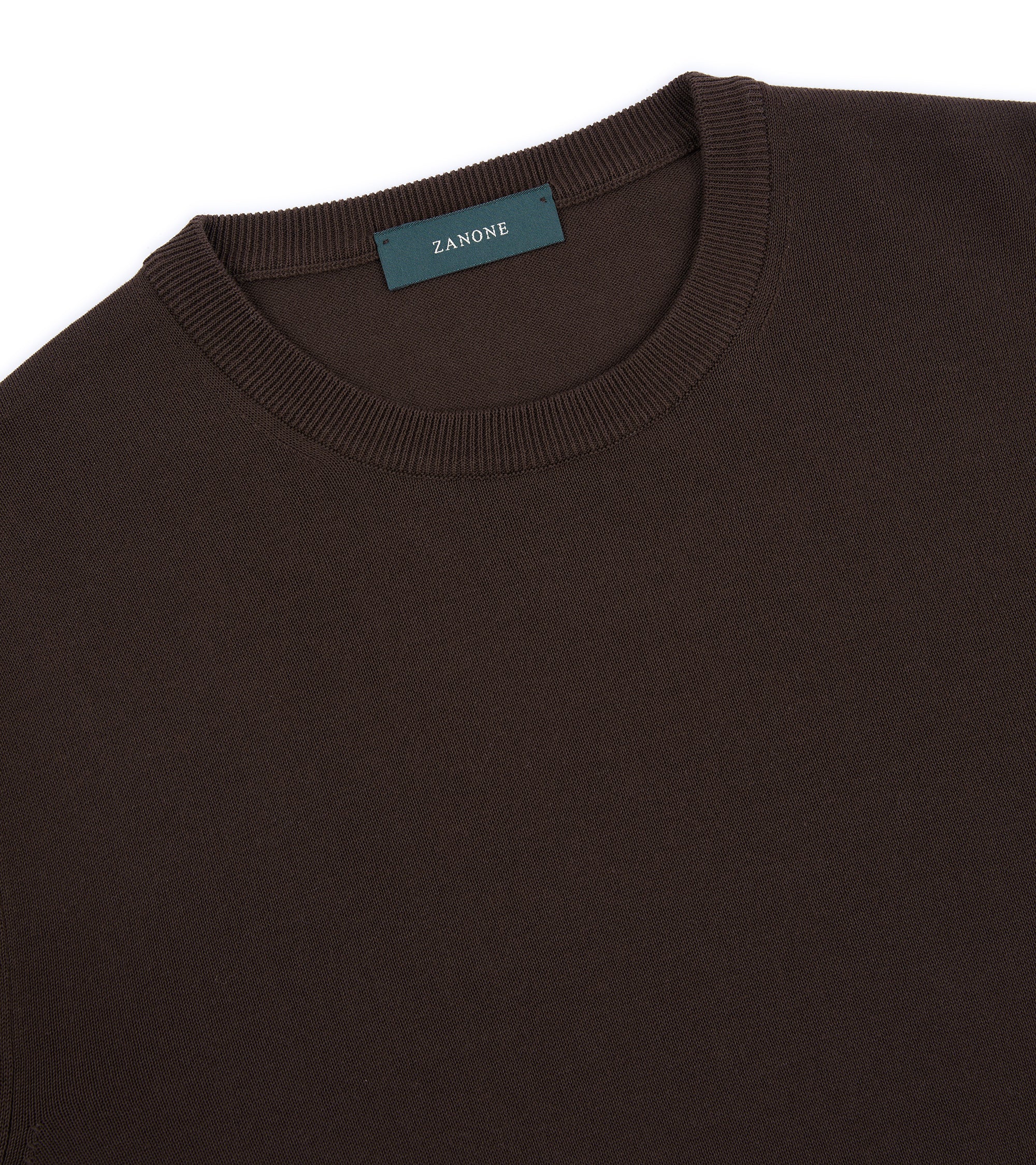 Zanone Cotton Crepe Crew Neck Sweater: Brown