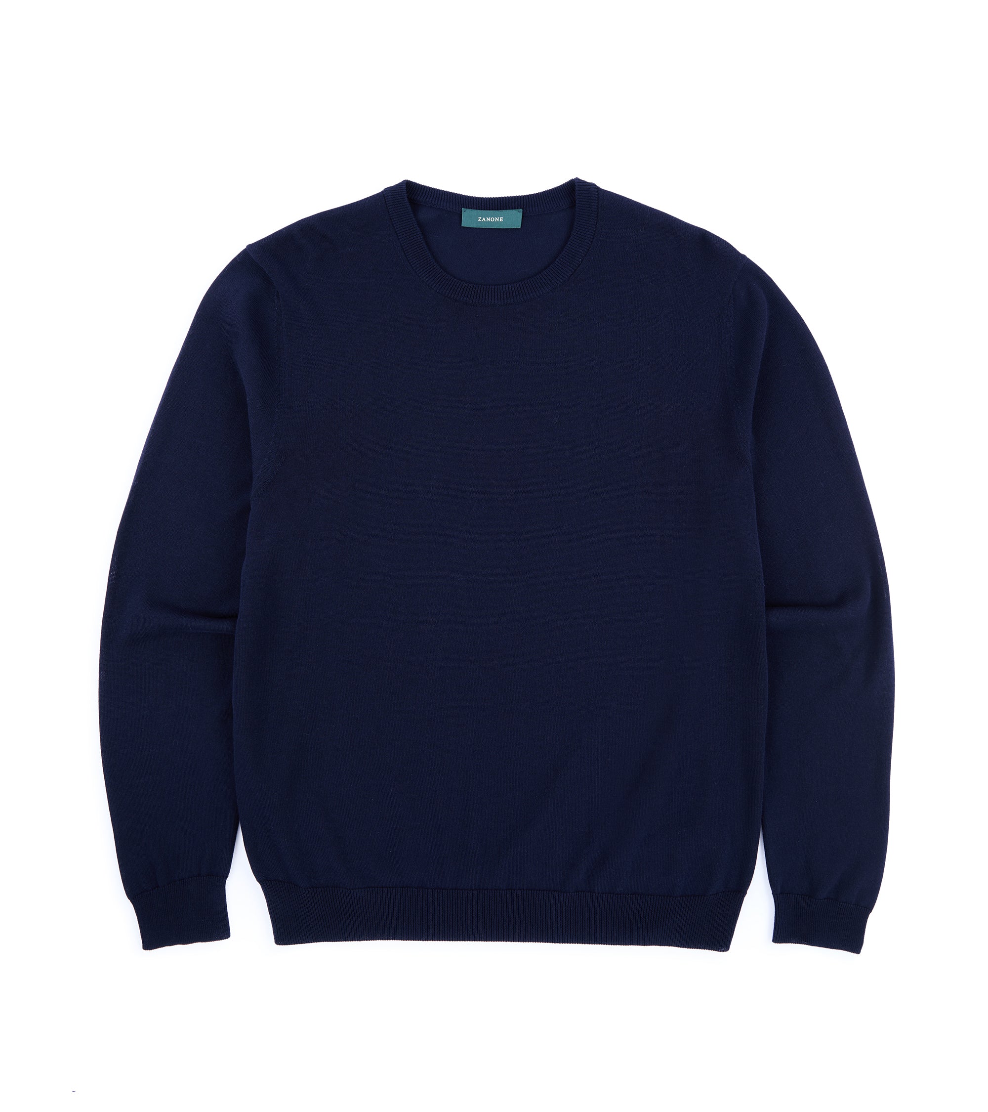 Zanone Cotton Crepe Crew Neck Sweater: Navy