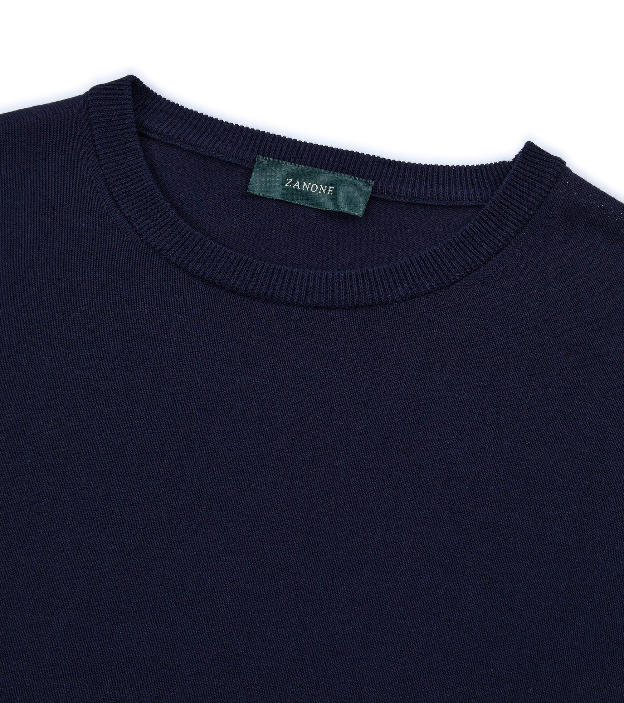 Zanone Cotton Crepe Crew Neck Sweater: Navy