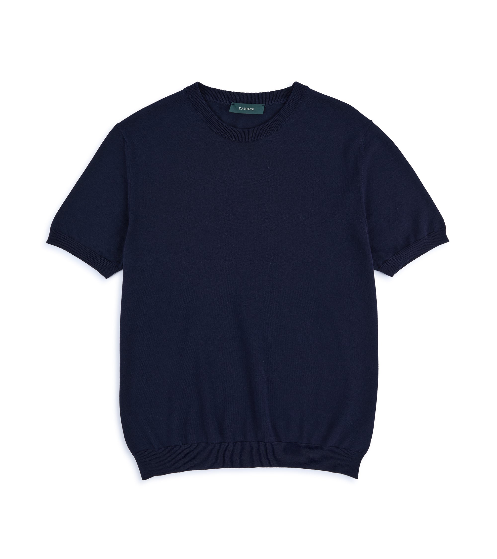 Zanone Cotton Crepe Crew Neck T-Shirt: Navy