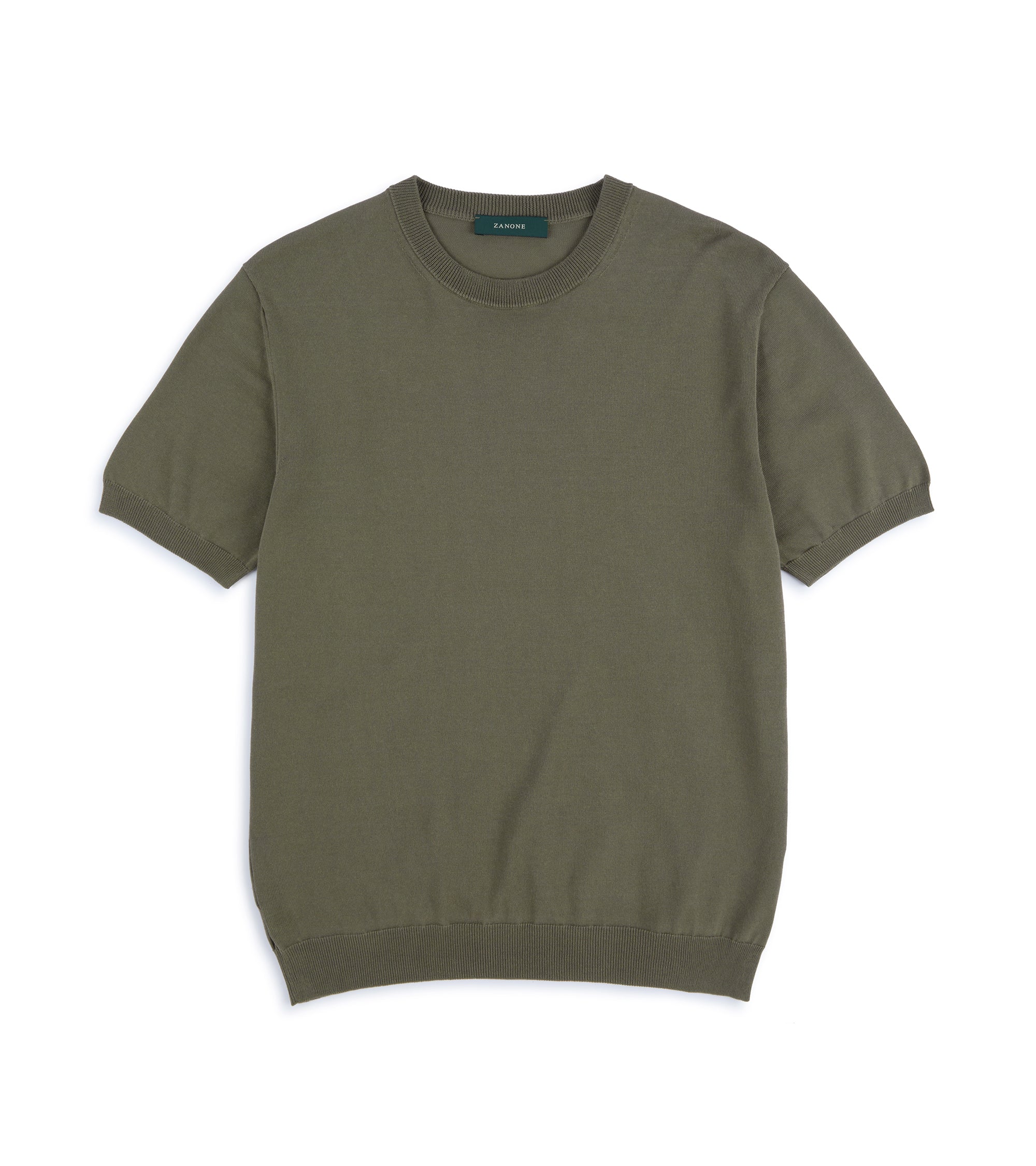 Zanone Cotton Crepe Crew Neck T-Shirt: Olive