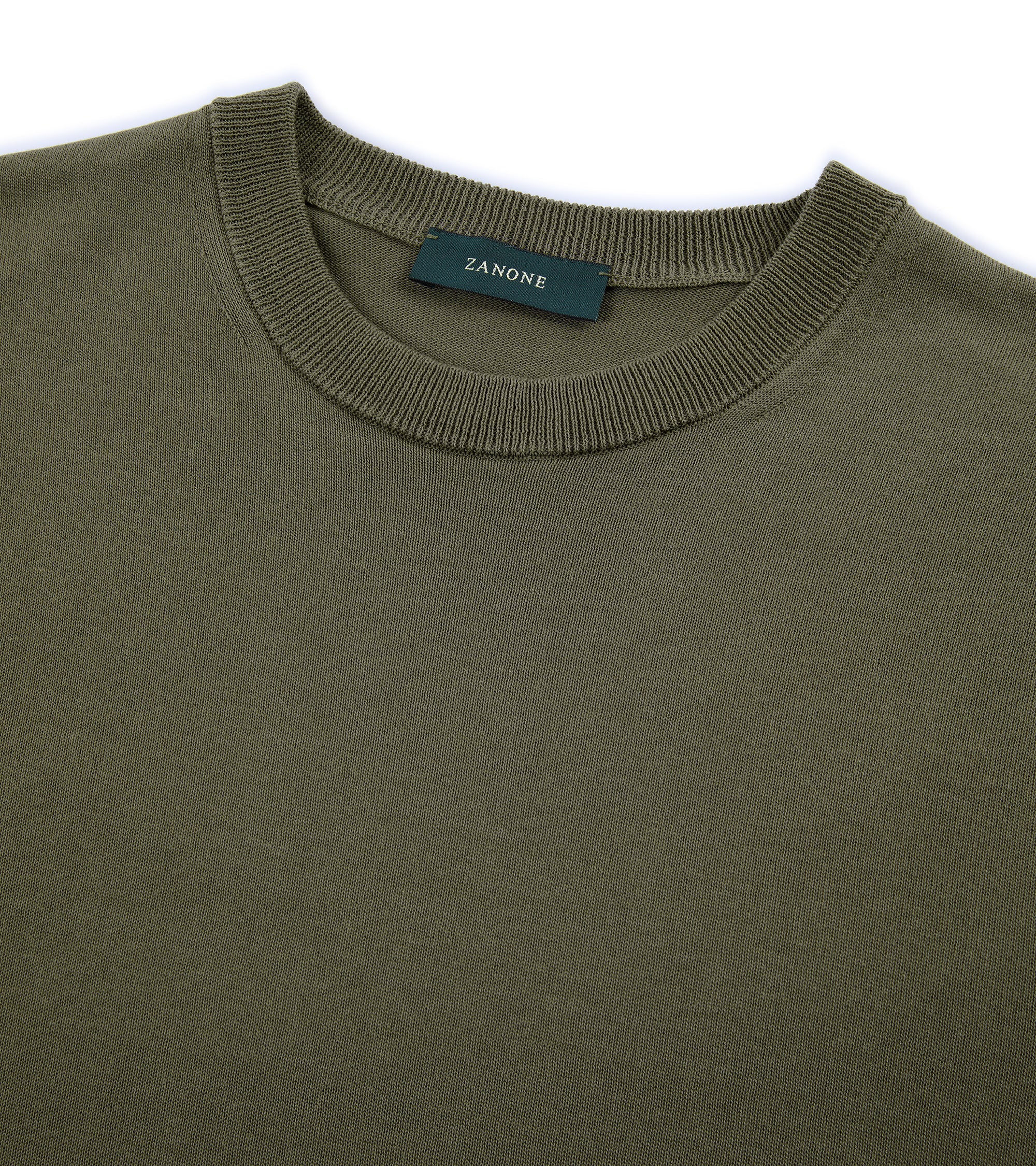 Zanone Cotton Crepe Crew Neck T-Shirt: Olive