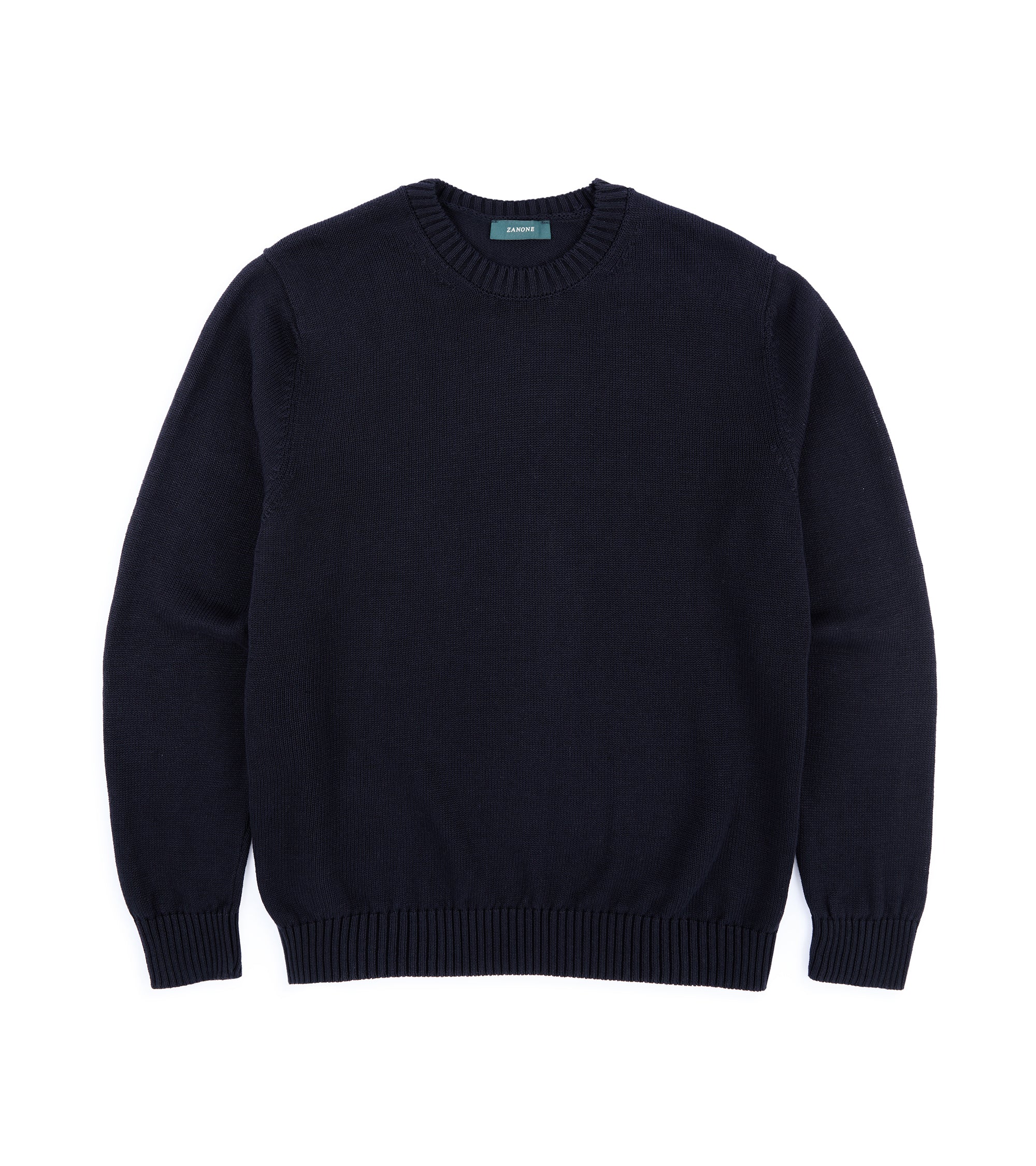 Zanone Linen Cotton 7-Guage Crew Neck Sweater: Navy