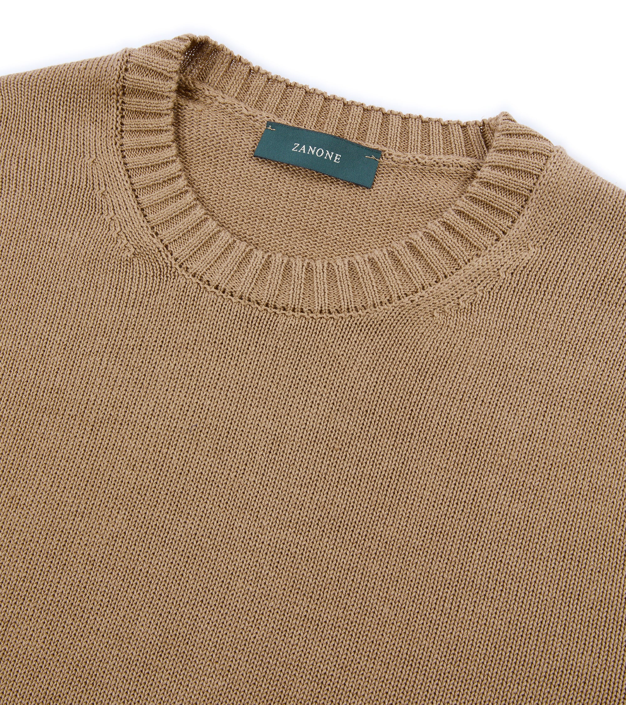 Zanone Linen Cotton 7-Guage Crew Neck Sweater: Biscuit