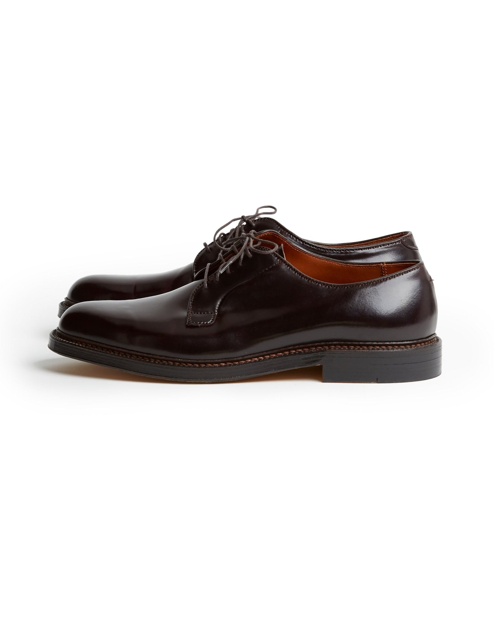 Alden Cordovan Plain Toe Blucher Shoe: Dark Burgundy 990 - Trunk Clothiers