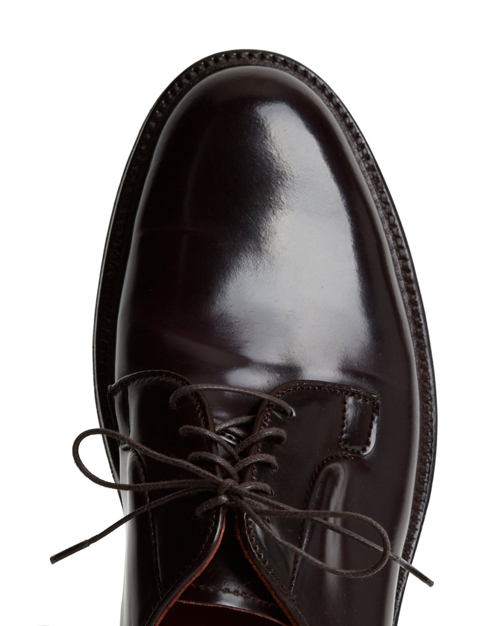 Alden Cordovan Plain Toe Blucher Shoe: Dark Burgundy 990 - Trunk Clothiers