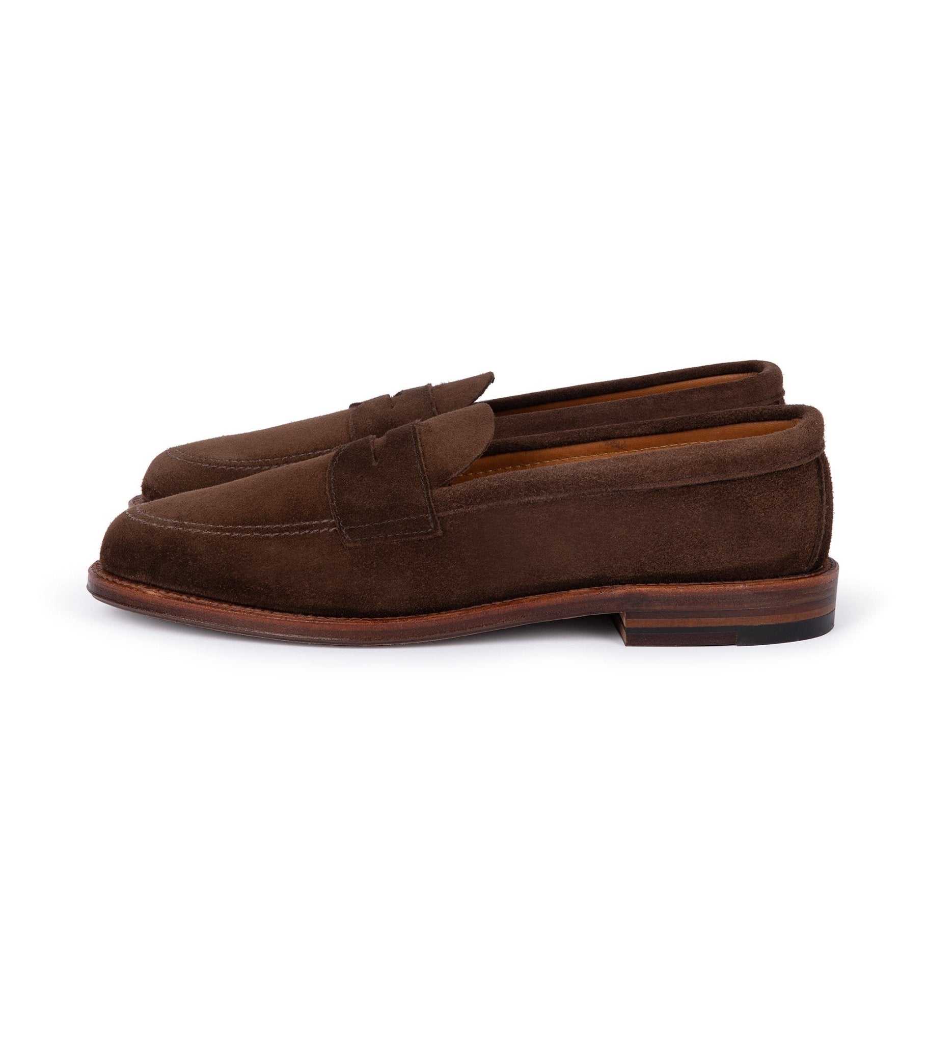 Alden Unlined Suede Penny Loafer: Dark Brown 5736F - Trunk Clothiers