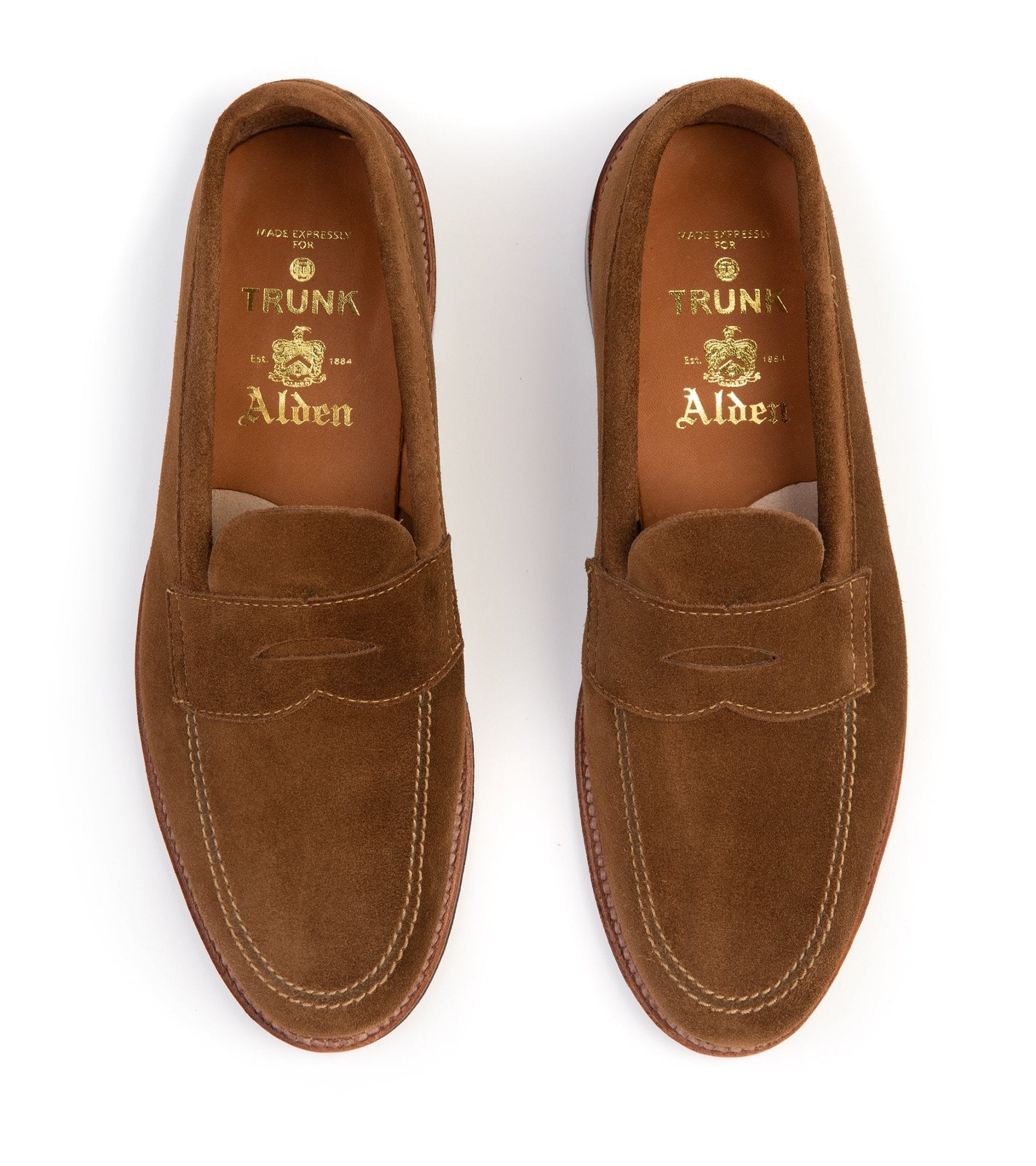 Alden Unlined Suede Penny Loafer: Snuff 5735F - Trunk Clothiers