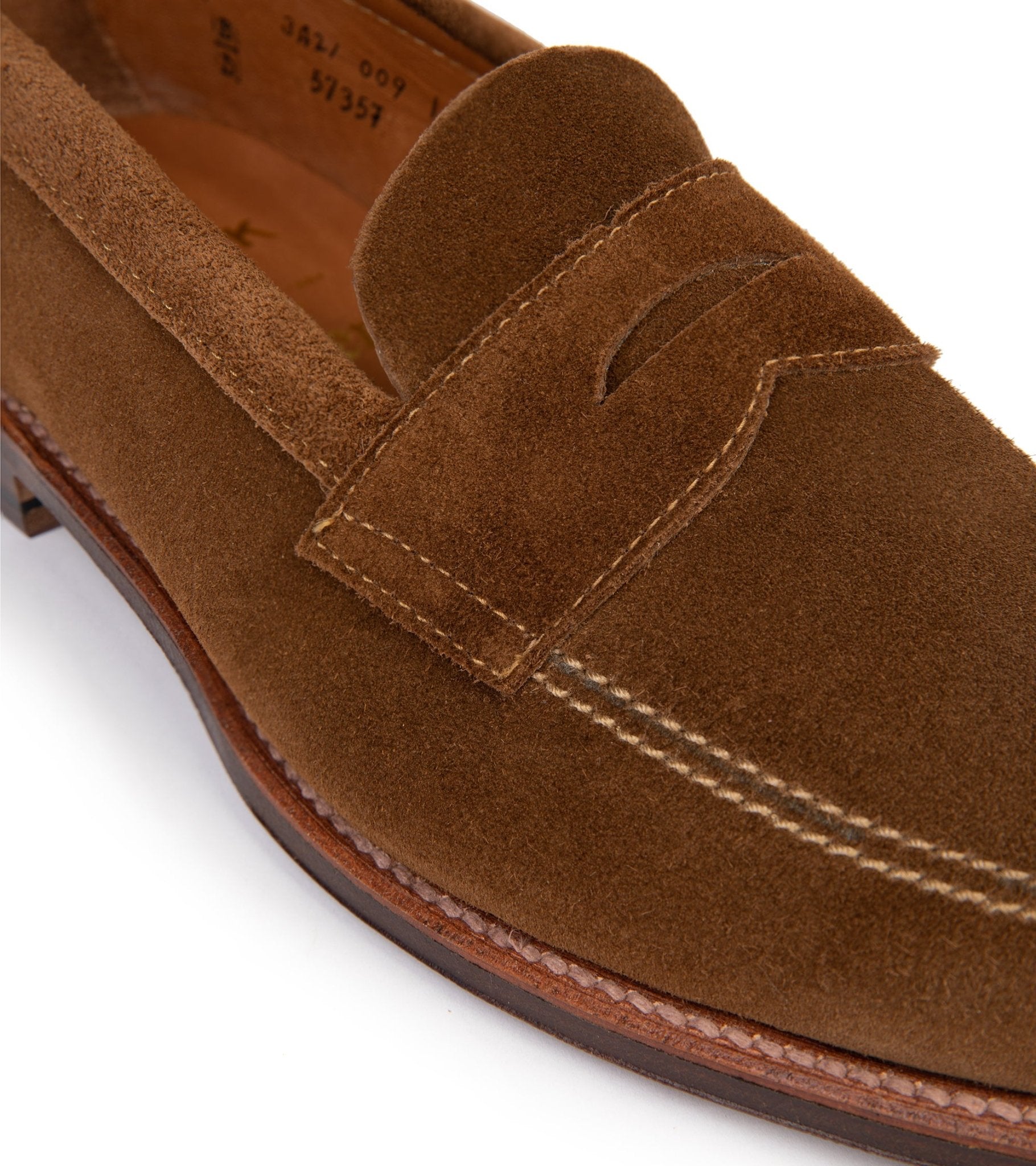 Alden Unlined Suede Penny Loafer: Snuff 5735F - Trunk Clothiers