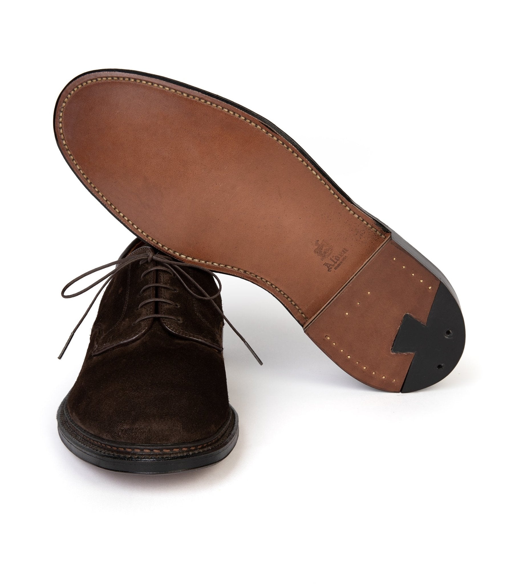 Alden Unlined Suede Plain Toe Blucher Shoe: Chocolate 29334F - Trunk Clothiers