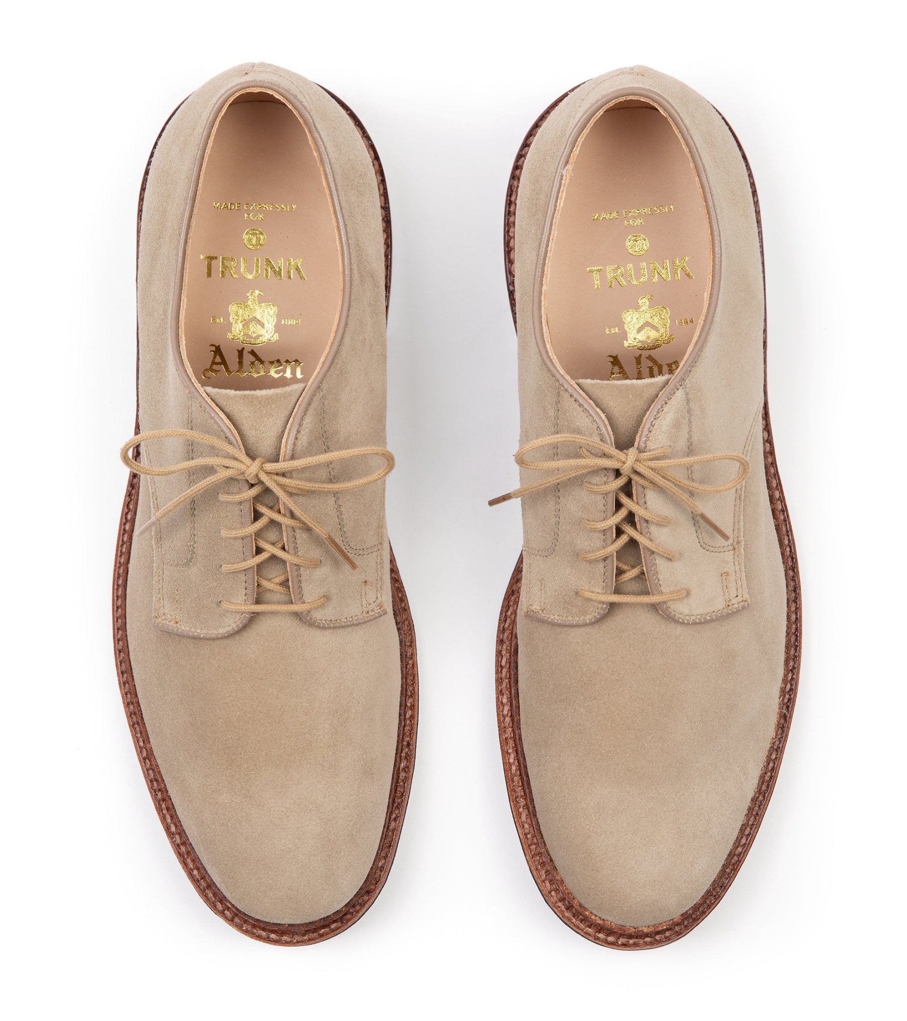 Alden Unlined Suede Plain Toe Blucher Shoe: Milkshake 29333F - Trunk Clothiers