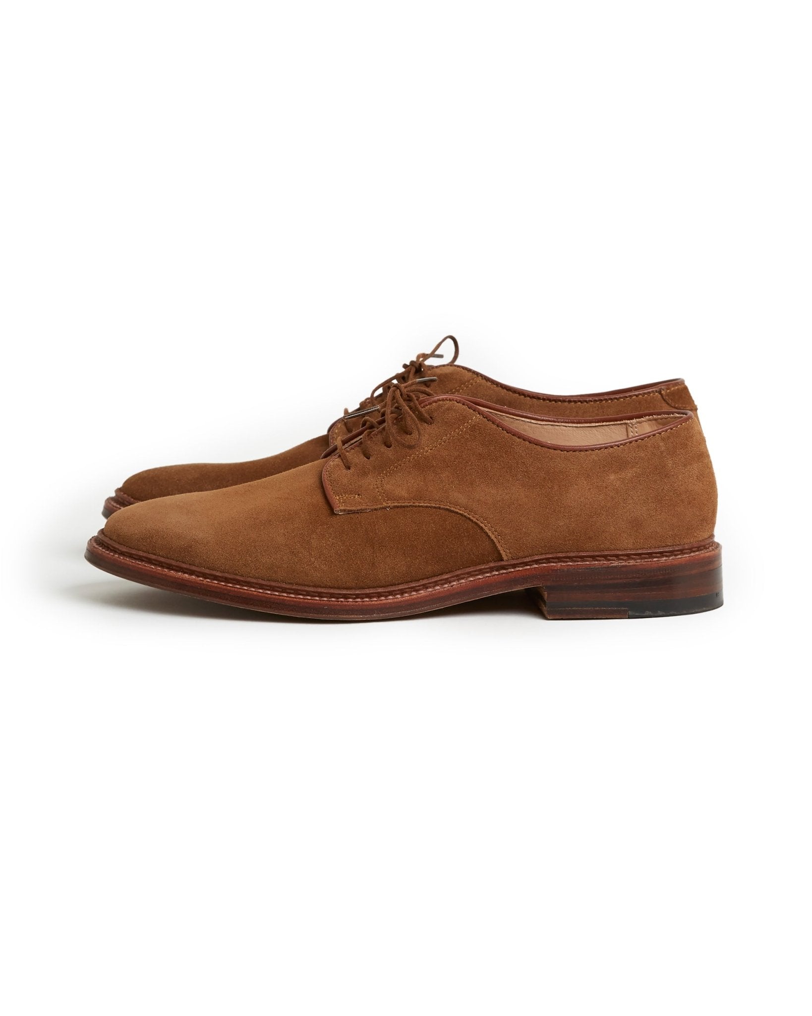 Alden Unlined Suede Plain Toe Blucher Shoe: Snuff 29336F - Trunk Clothiers