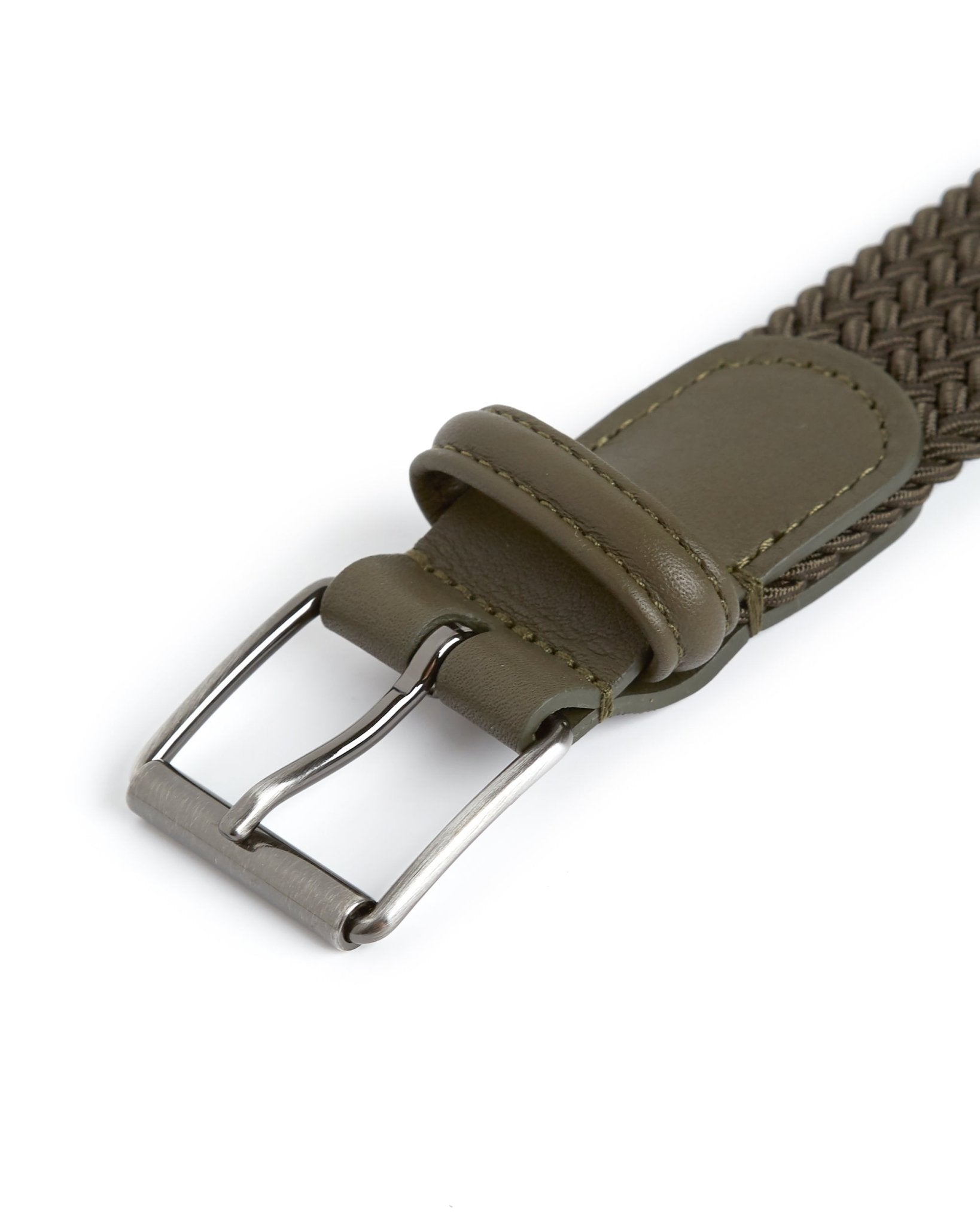 Anderson's Narrow Plaited Belt: Olive - Trunk Clothiers