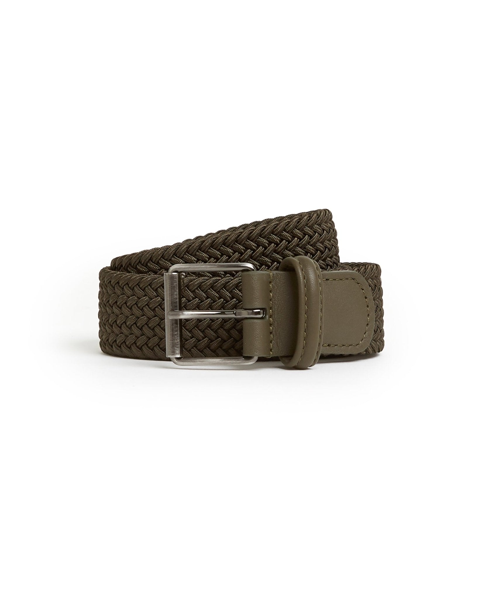 Anderson's Narrow Plaited Belt: Olive - Trunk Clothiers