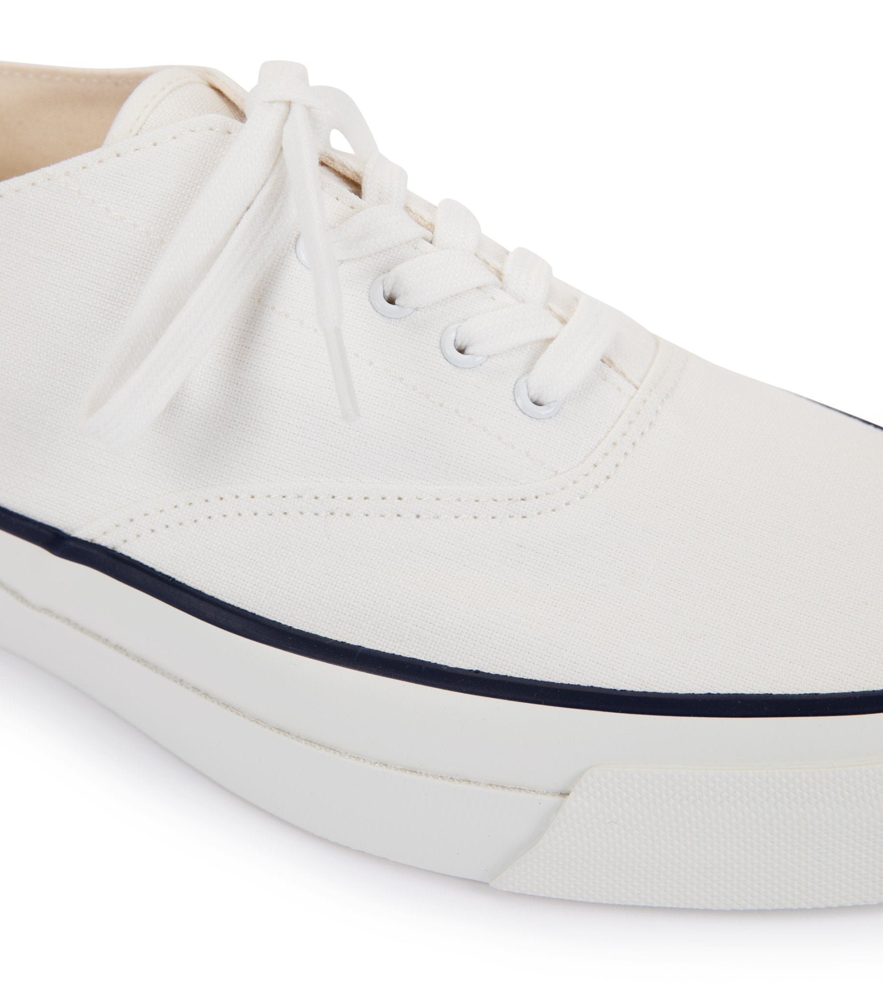 Asahi M014 Canvas Deck Shoes: White - Trunk Clothiers