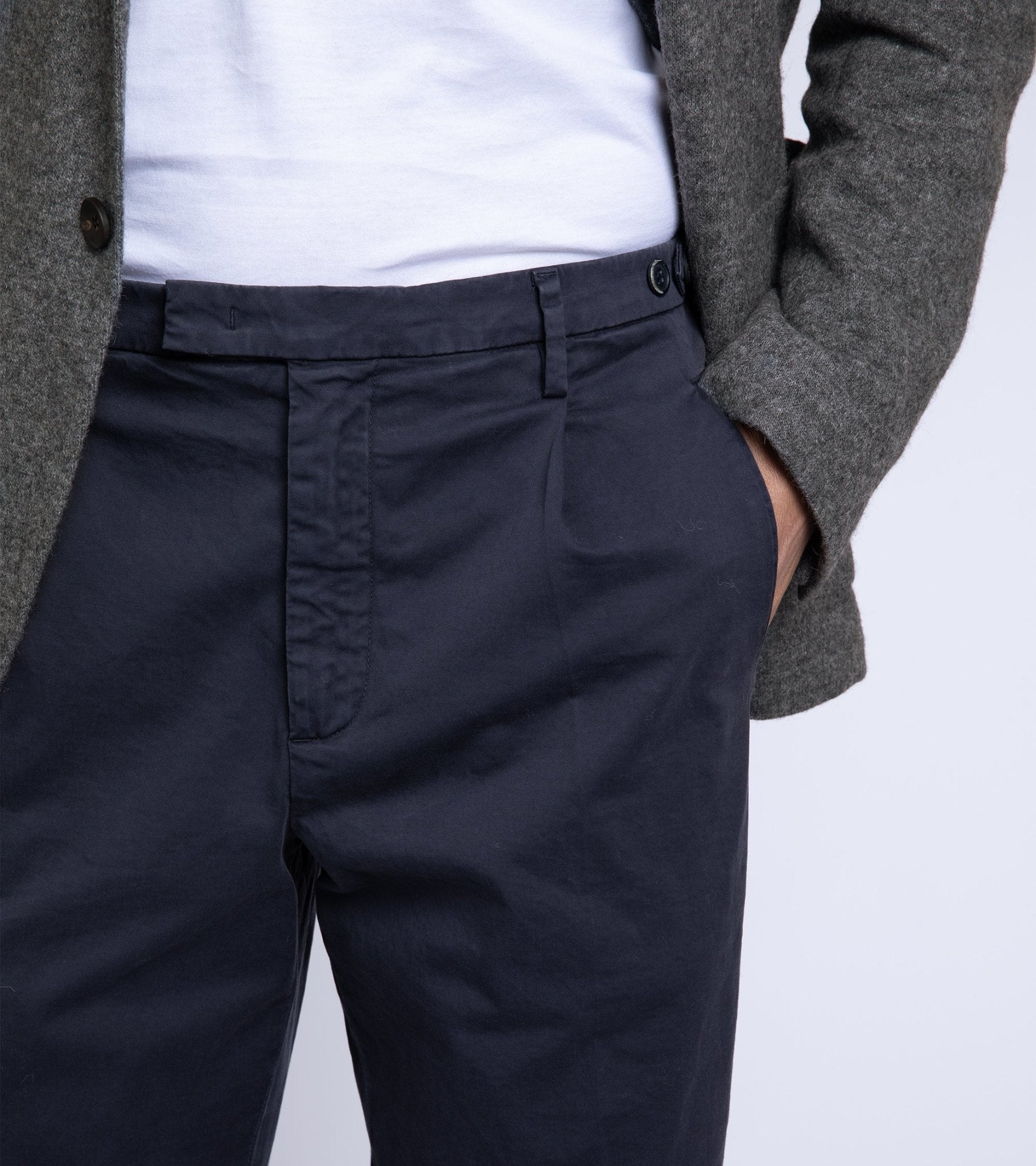 Barena Masco Stino Cotton Trousers: Navy - Trunk Clothiers