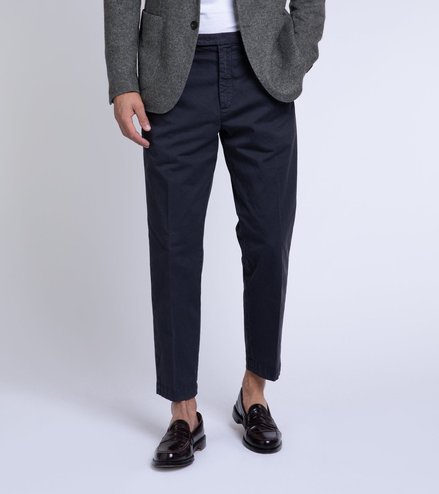 Barena Masco Stino Cotton Trousers: Navy - Trunk Clothiers