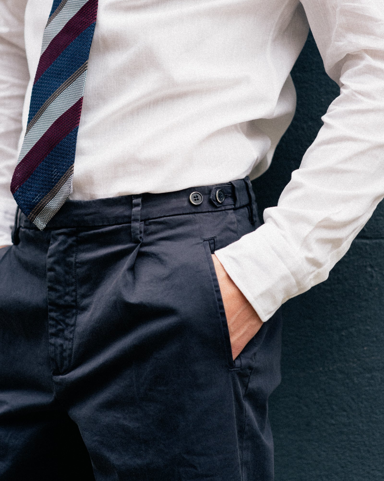 Barena Masco Stino Cotton Trousers: Navy - Trunk Clothiers