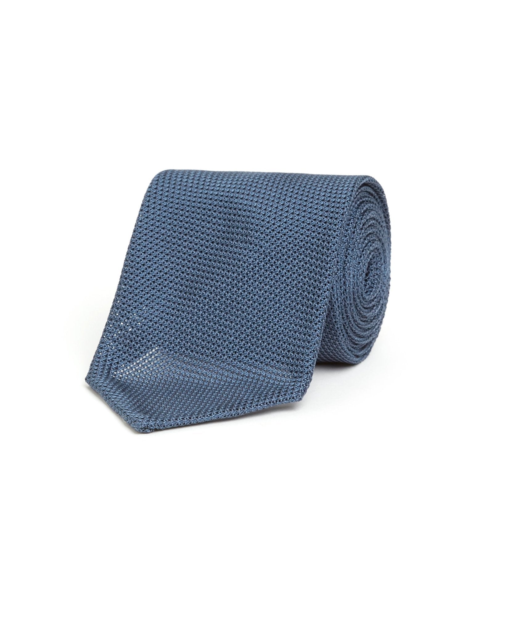 Bigi Fine Silk Grenadine Tie: Air Force Blue - Trunk Clothiers