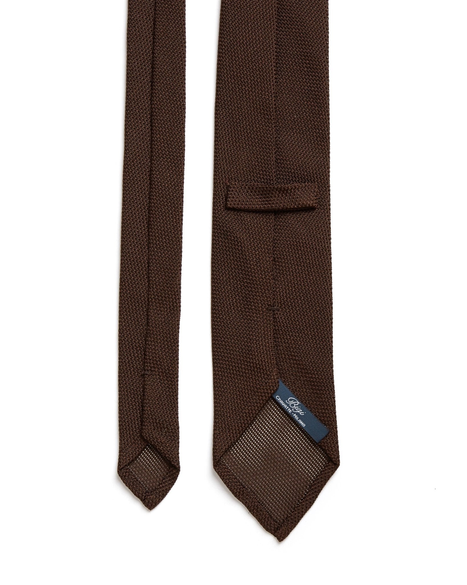 Bigi Fine Silk Grenadine Tie: Brown - Trunk Clothiers