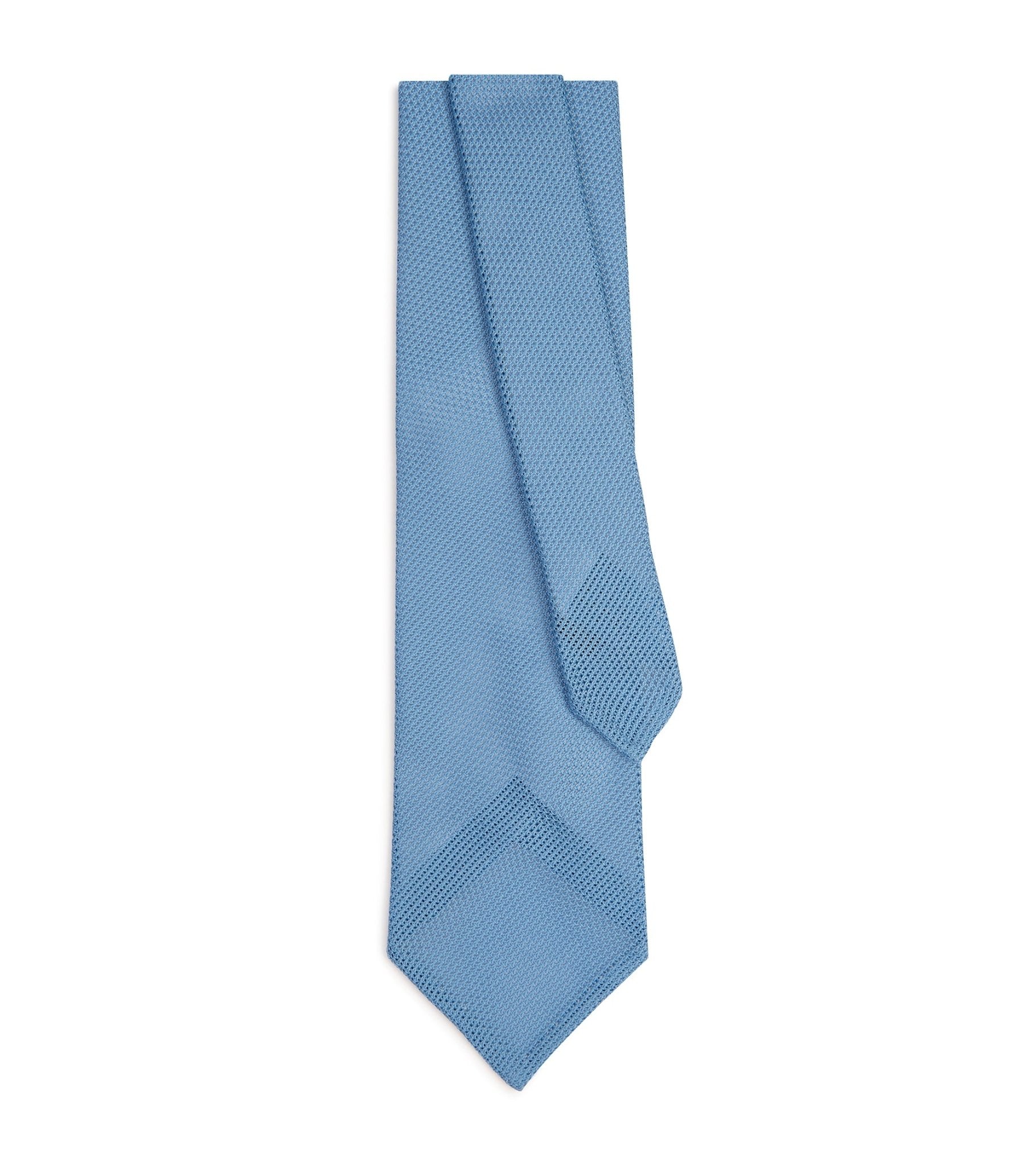 Bigi Fine Silk Grenadine Tie: Light Blue - Trunk Clothiers