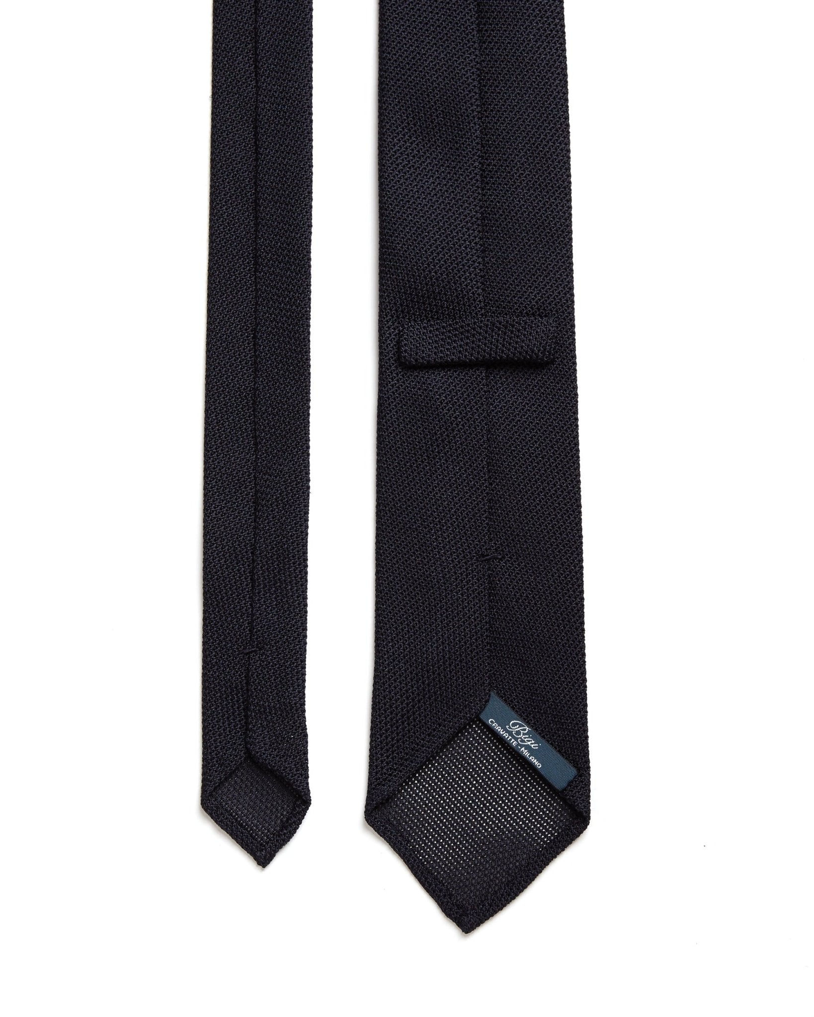 Bigi Fine Silk Grenadine Tie: Navy - Trunk Clothiers