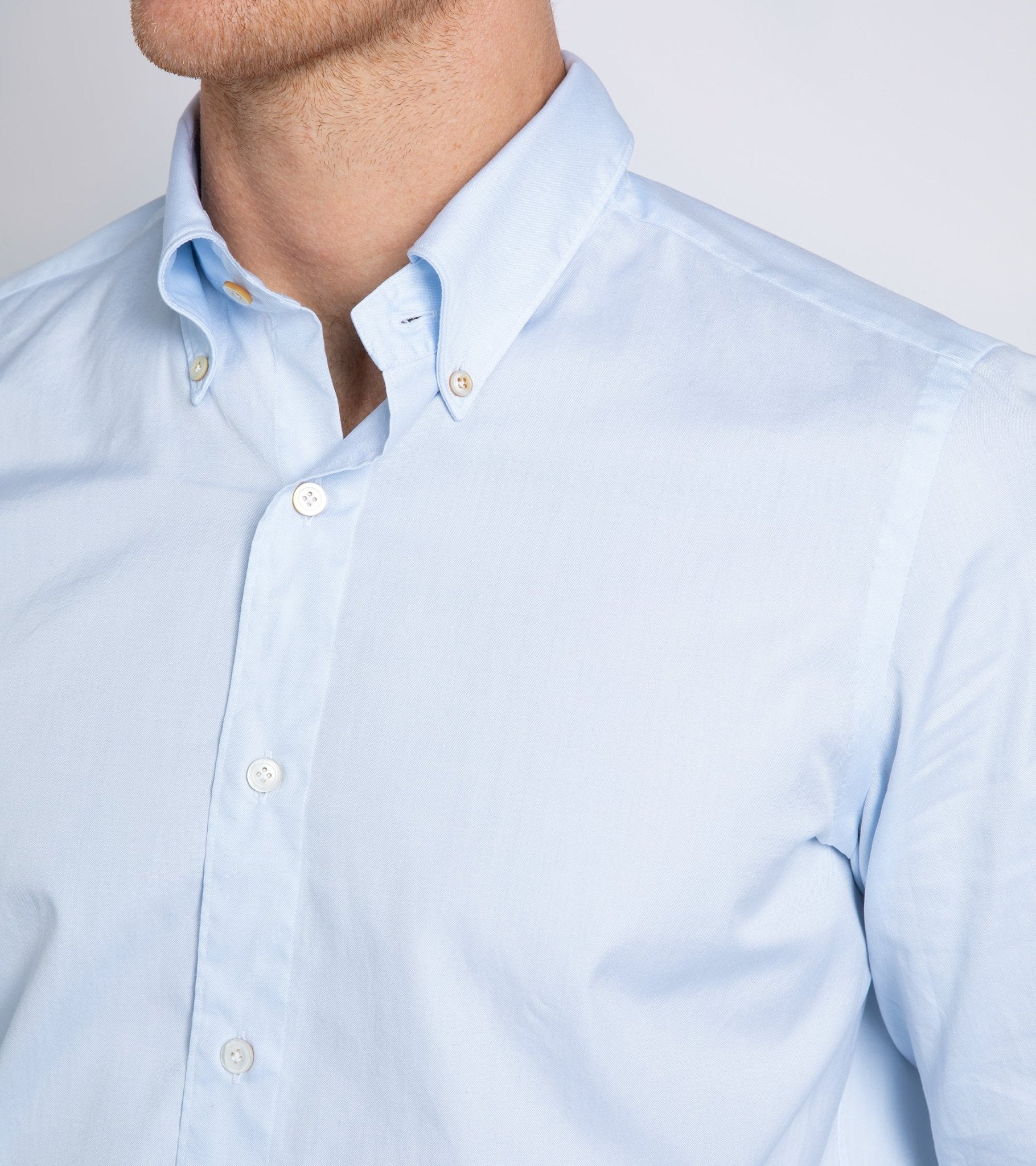 Finamore Gaeta Classic Cotton Leonardo Button Down Sport Shirt: Fine Oxford Blue - Trunk Clothiers