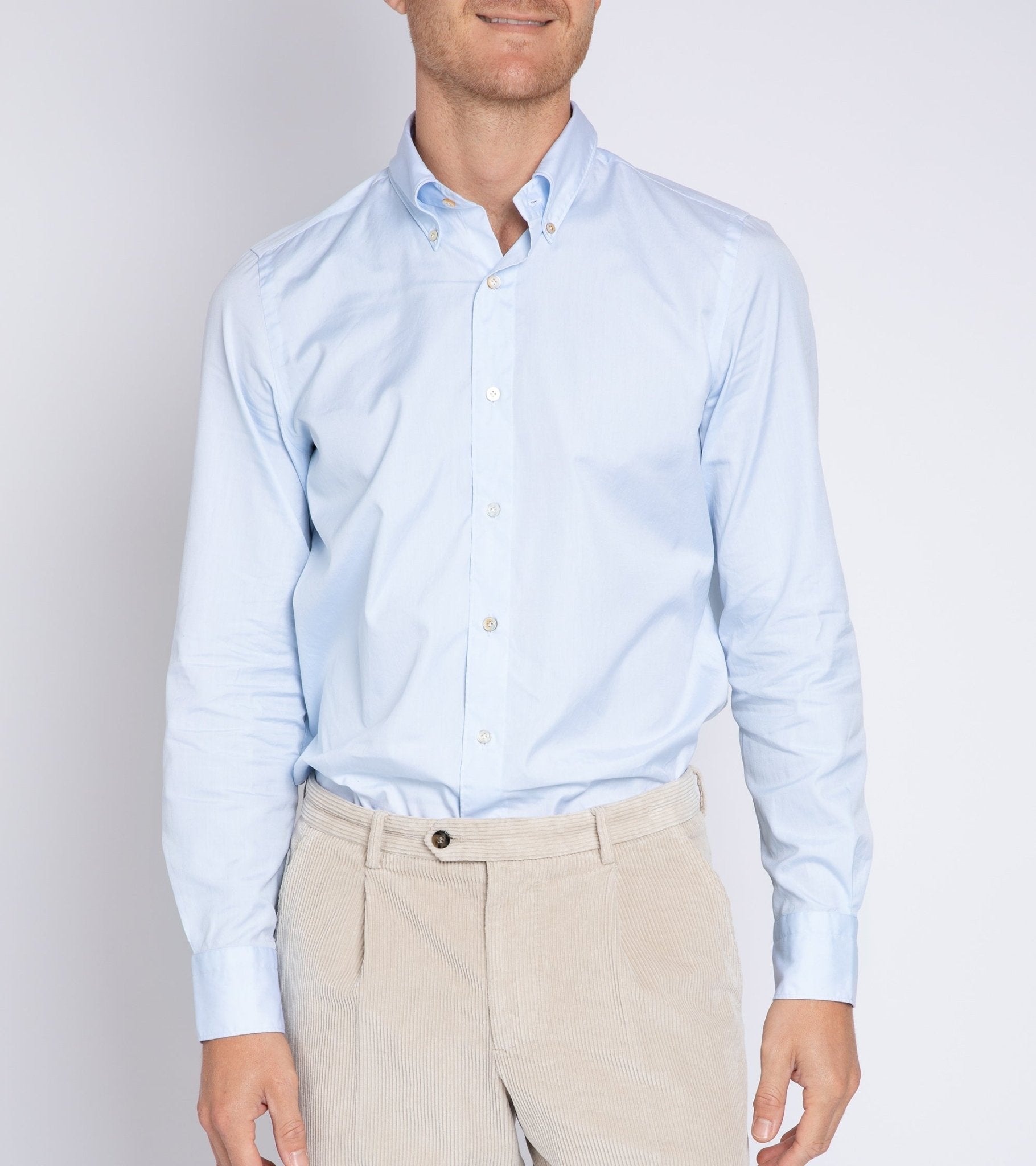 Finamore Gaeta Classic Cotton Leonardo Button Down Sport Shirt: Fine Oxford Blue - Trunk Clothiers