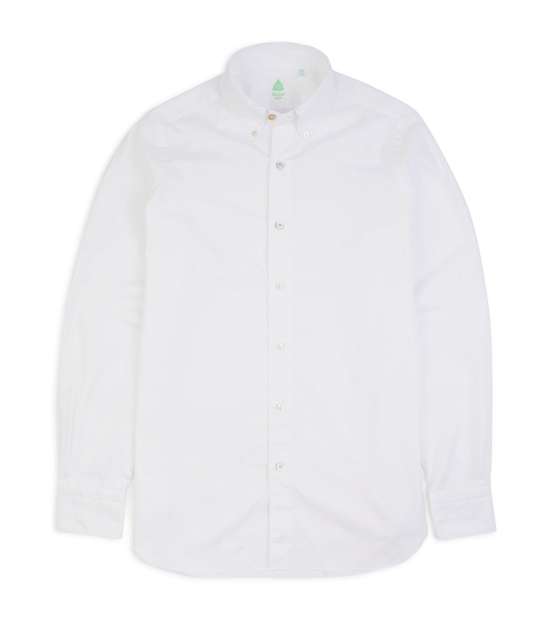 Finamore Gaeta Classic Cotton Leonardo Button Down Sport Shirt: Fine Oxford White - Trunk Clothiers