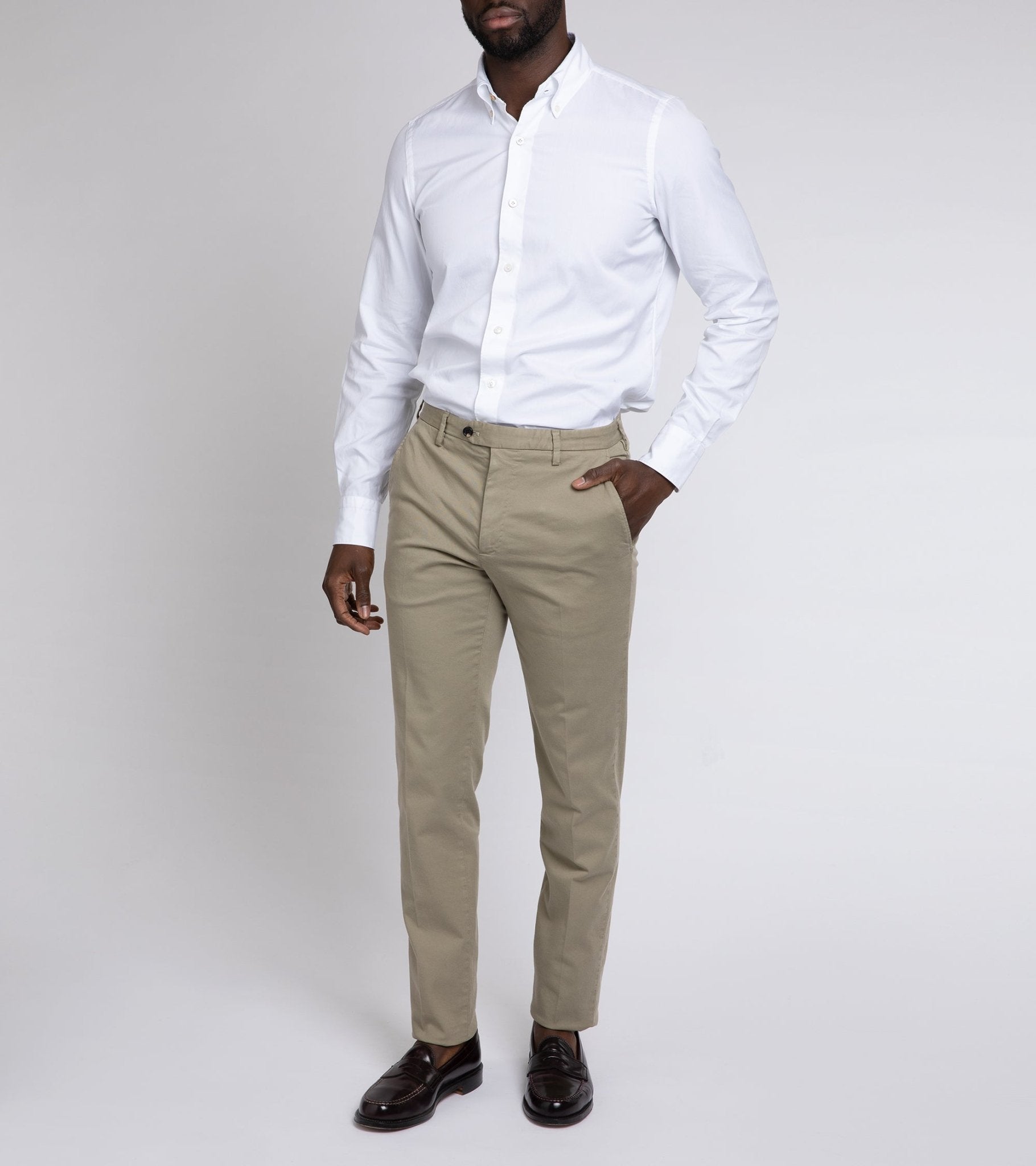 Finamore Gaeta Classic Cotton Leonardo Button Down Sport Shirt: Fine Oxford White - Trunk Clothiers